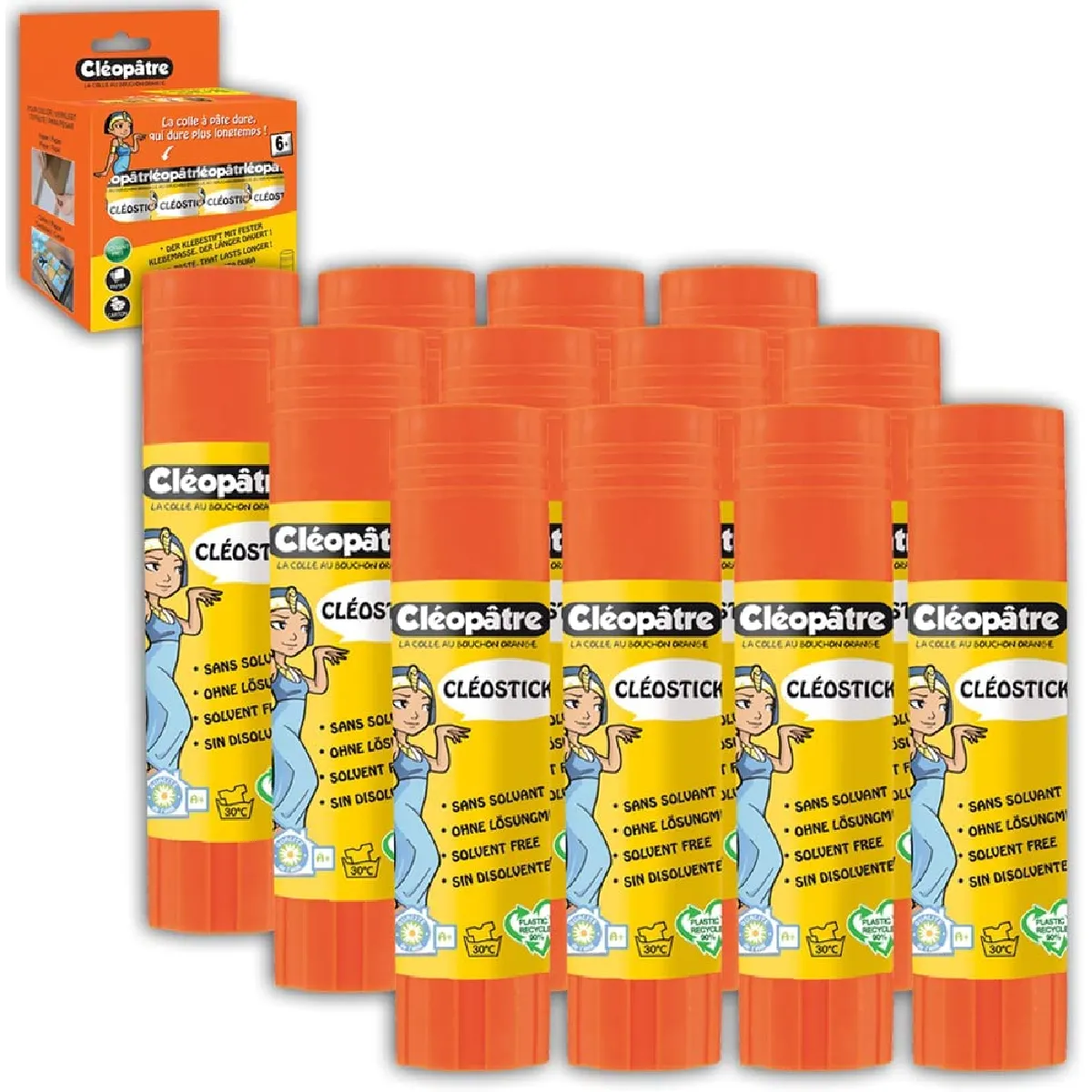 CLEOPATRE Lot de 12 b&acirc;tons De Colle Cl&eacute;ostick - 8G - Cl&eacute;op&acirc;tre
