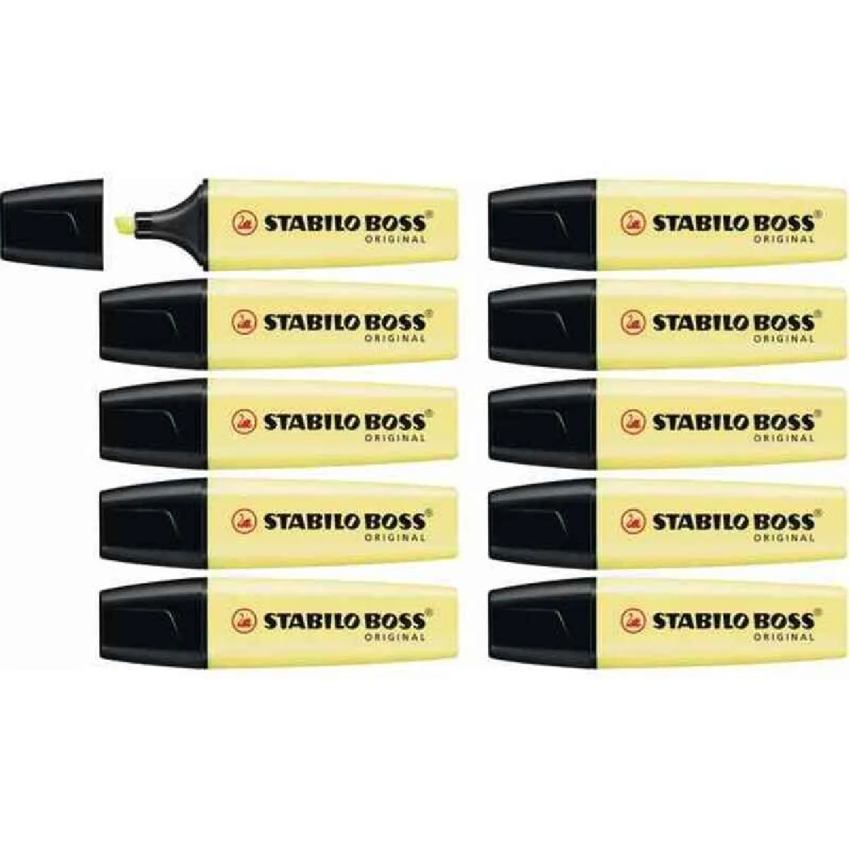 STABILO BOSS ORIGINAL Pastel Surligneur Lot x 10 surligneurs Crème de jaune