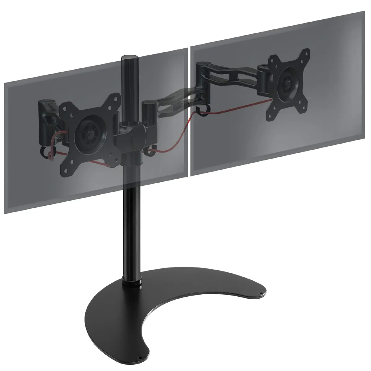 Duronic DM35D2 Support double 2 &eacute;crans PC pour bureau sur socle - Potence 40 cm - Hauteur ajustable