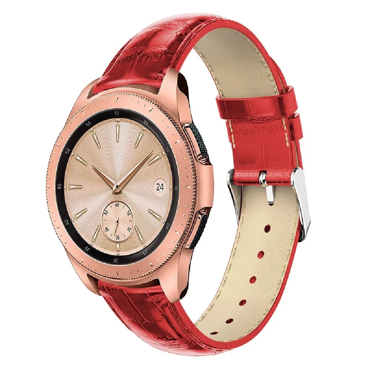 Bracelet en cuir crocodile rouge pour Samsung Galaxy Watch 42mm