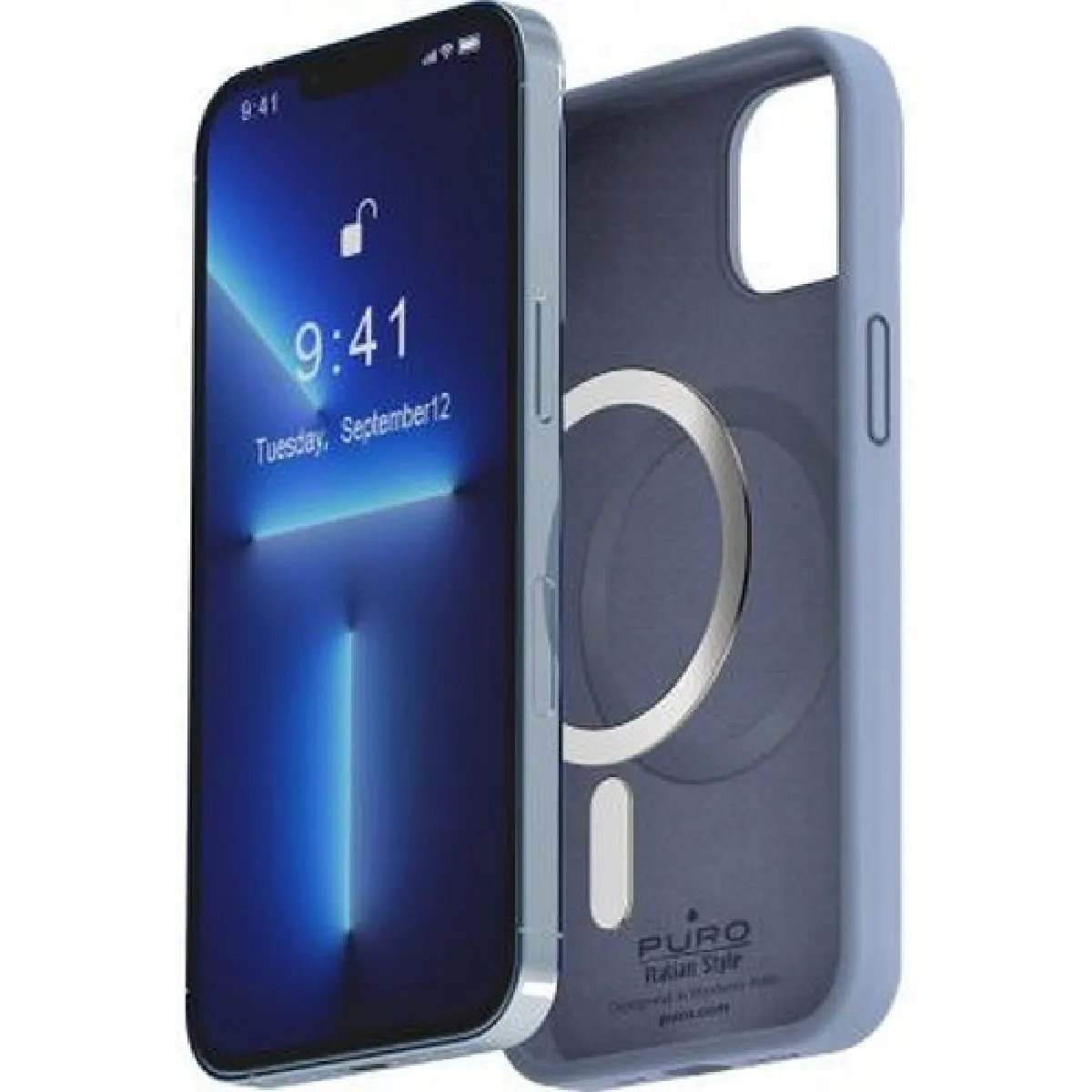 Puro Bleu Coque Pour Iphone 14 Plus En Silicone Icon Compatible Magsafe