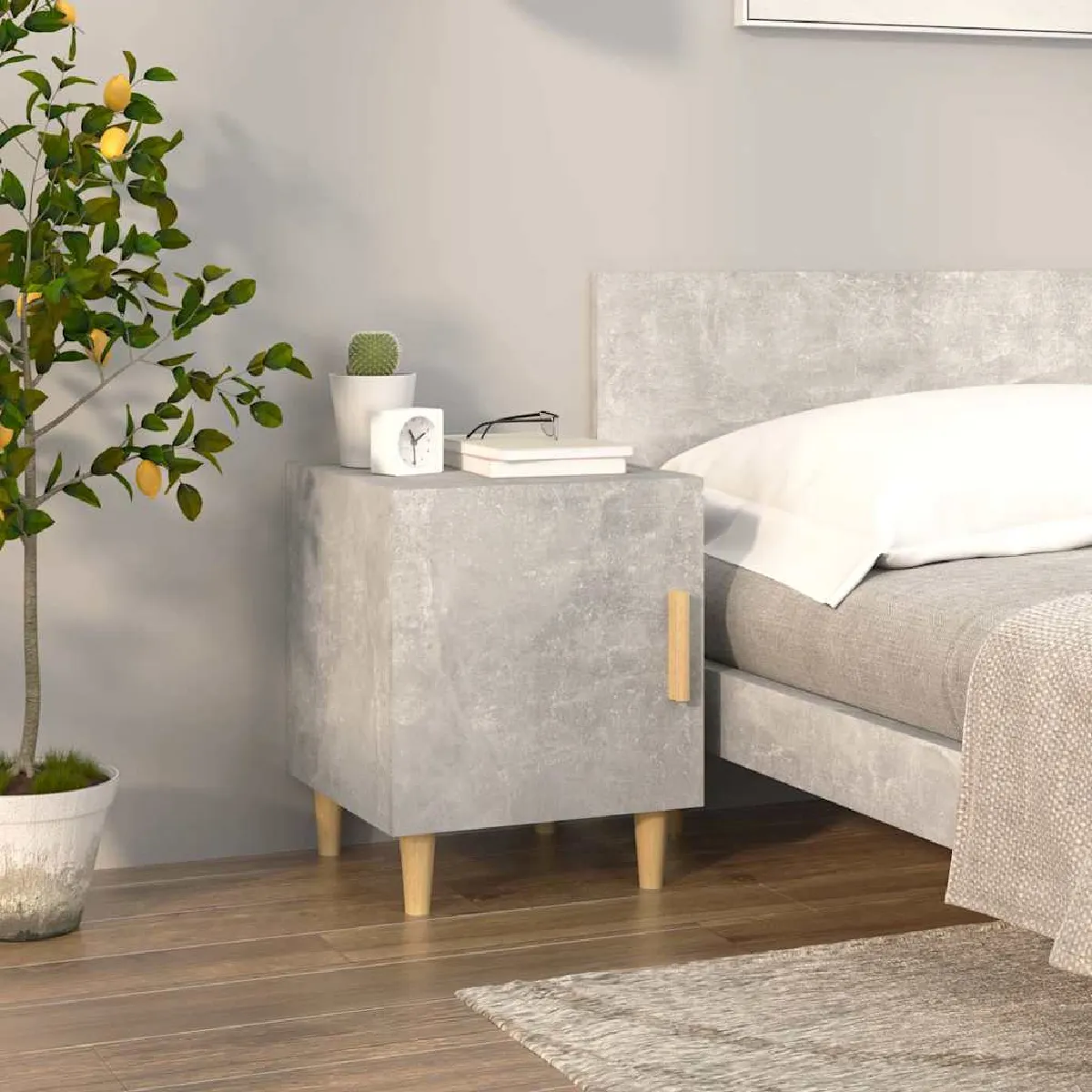 Vidaxl Gris Table De Chevet Béton