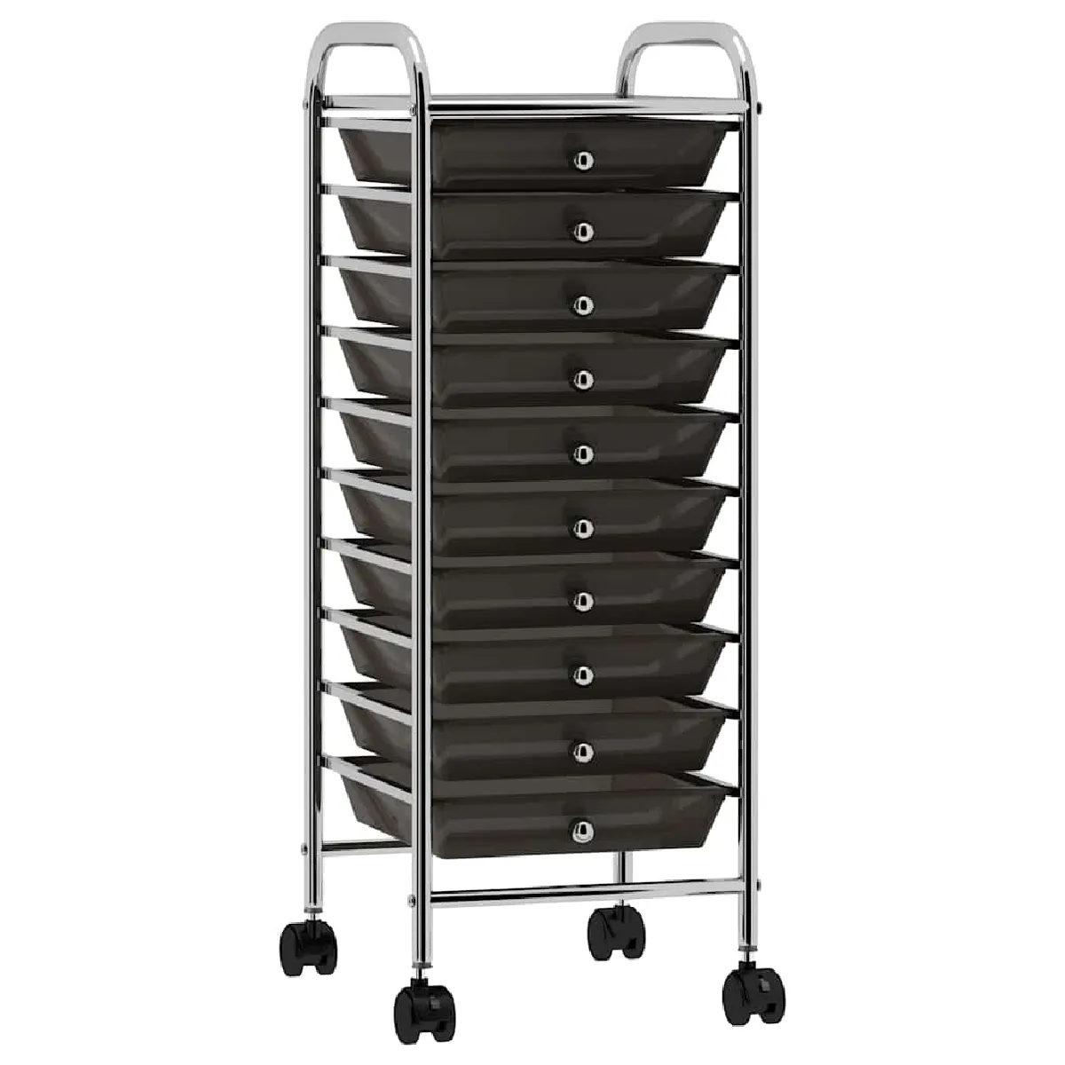 Vidaxl Noir Chariot De Rangement Mobile À 10 Tiroirs Plastique - Image 3