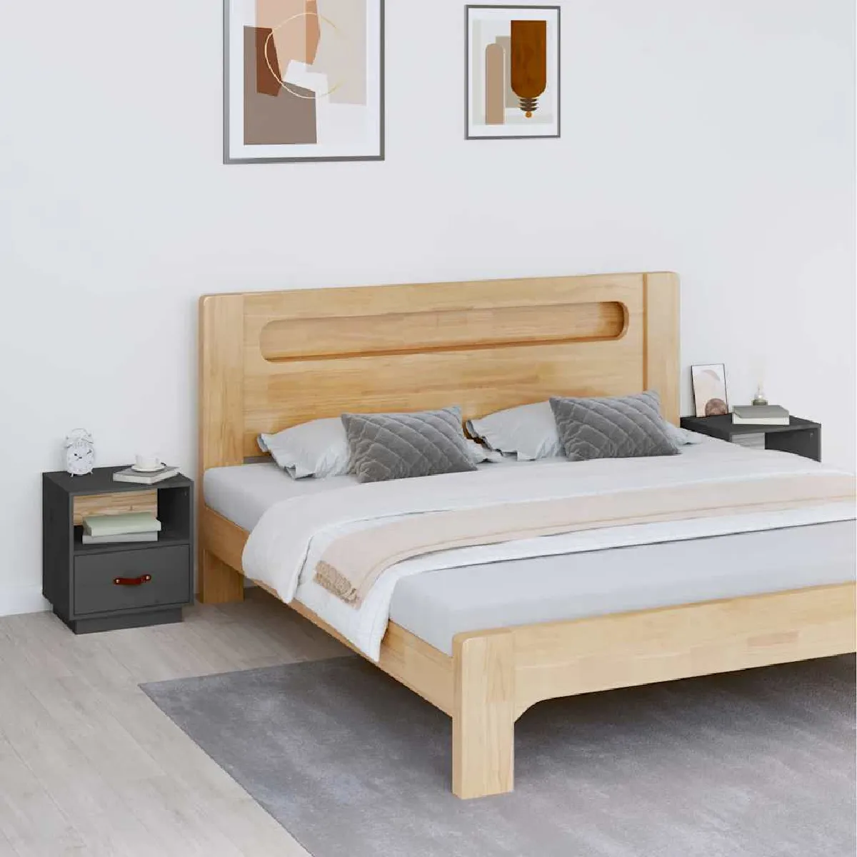 Non Communiqué Gris Vidaxl Tables De Chevet 2 Pcs 40X34x45 Cm Bois De Pin Massif818300 - Image 3