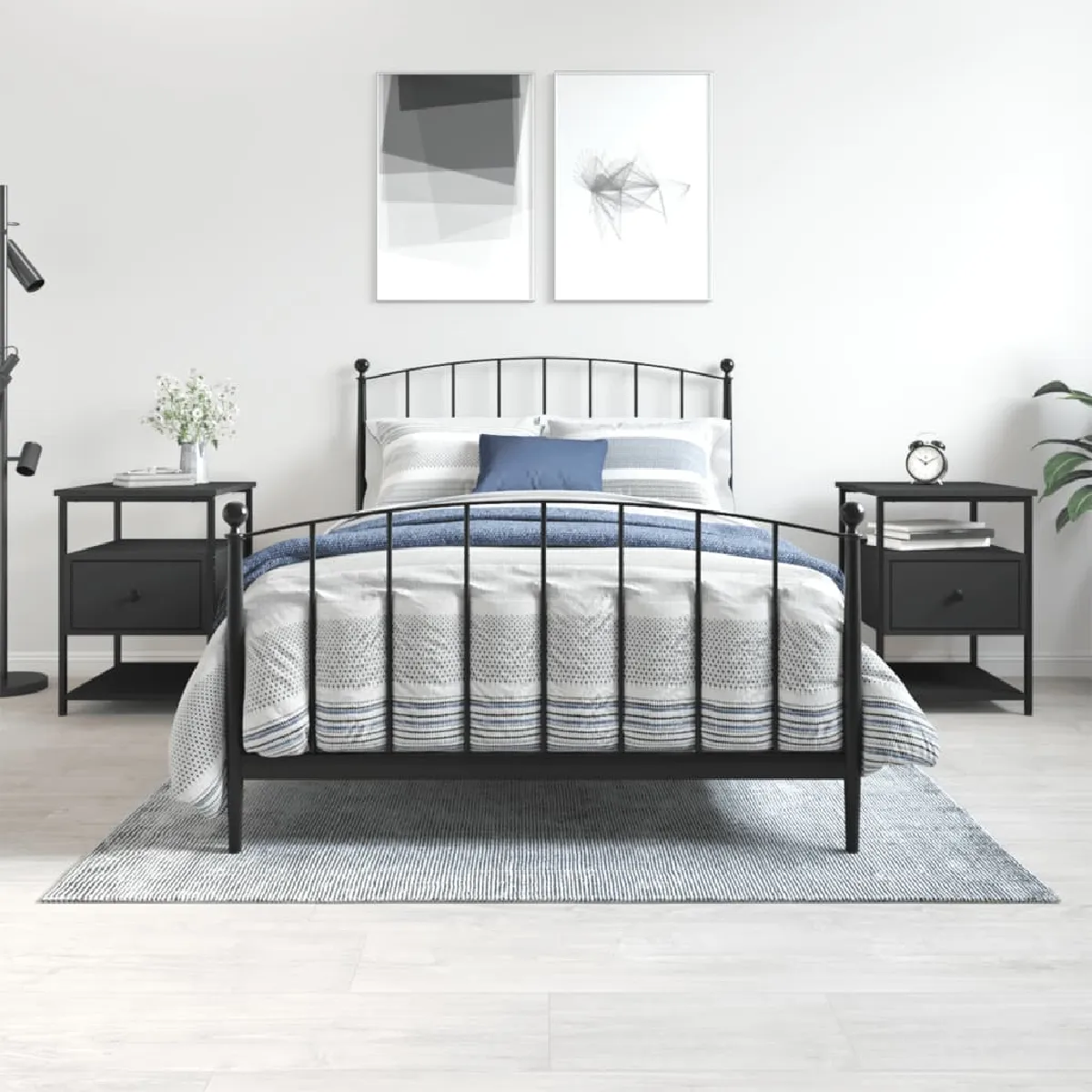Vidaxl Noir Lot De 2 Tables De Chevet