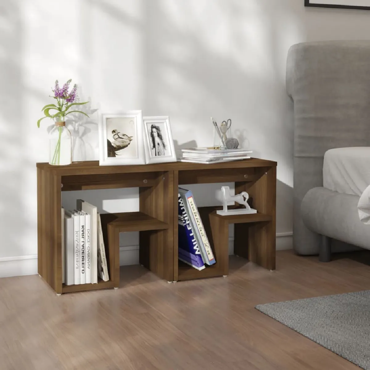 Vidaxl Marron Tables De Chevet 2 Pcs - Chêne