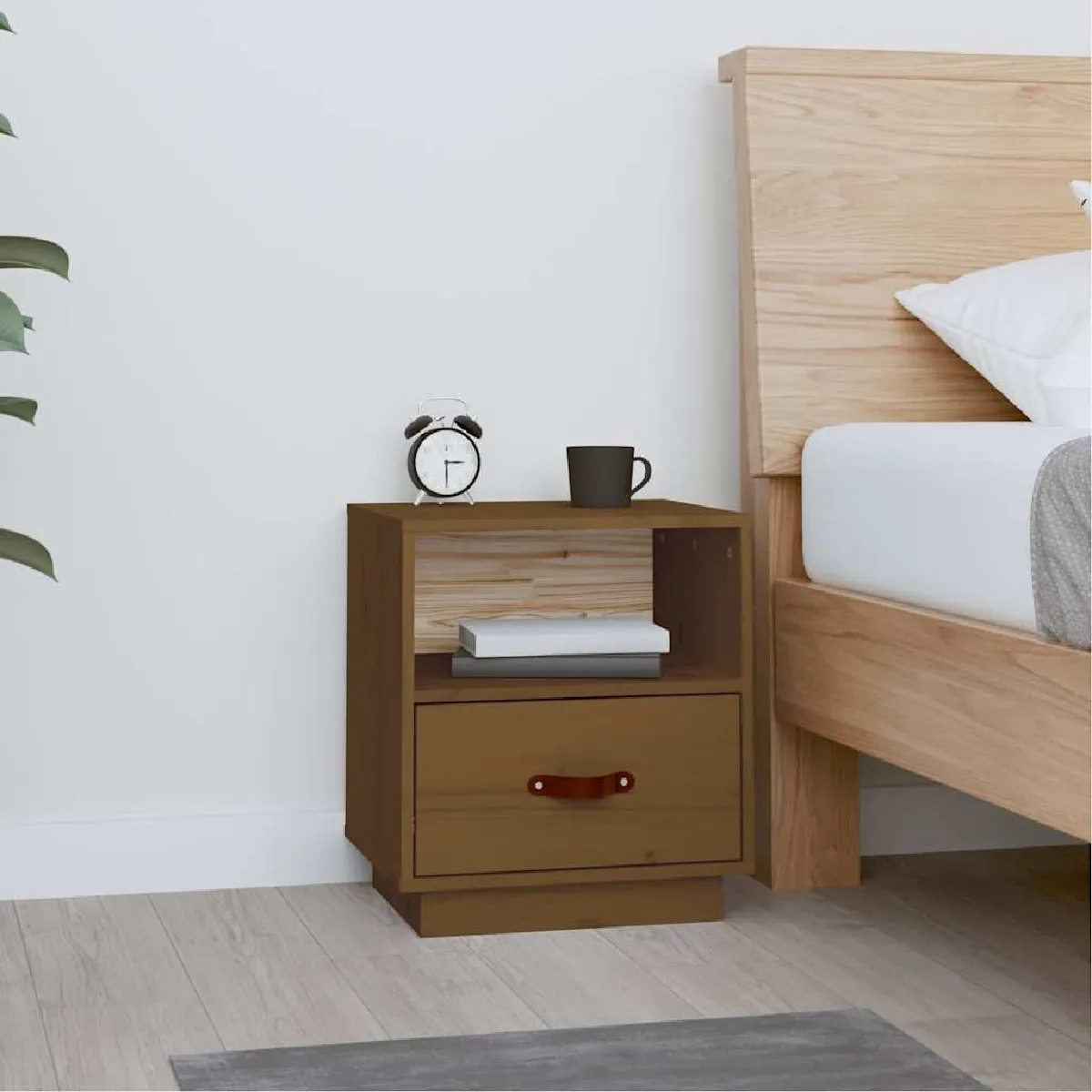 VIDAXL - Table de chevet - Bois de pin - Marron miel - 40x34x45 cm - Image 3