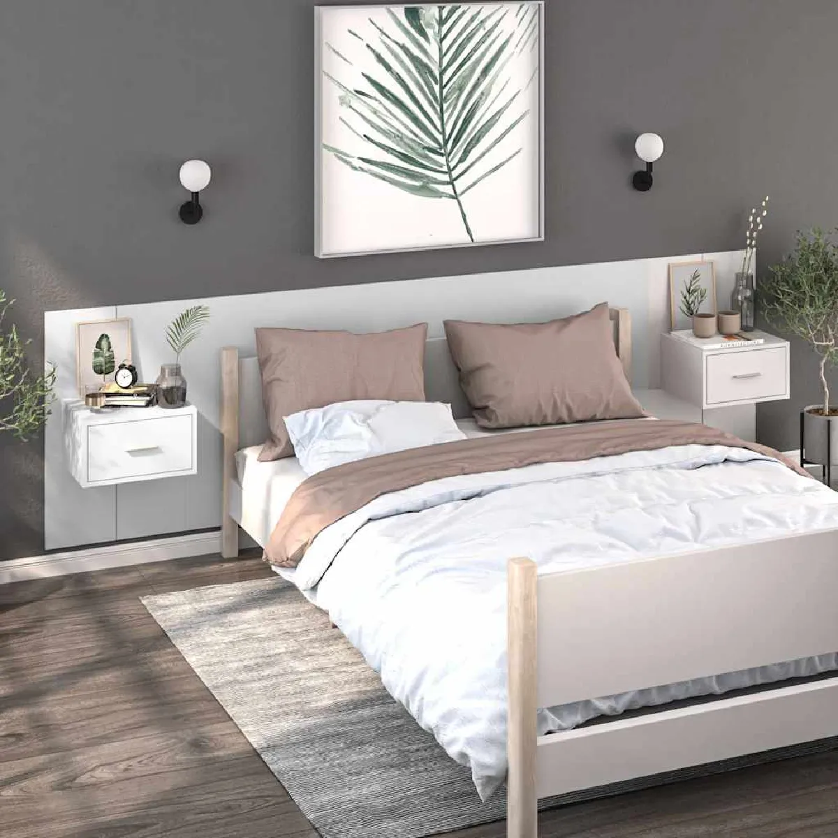 vidaXL Tables de Chevet Murales - vue 8