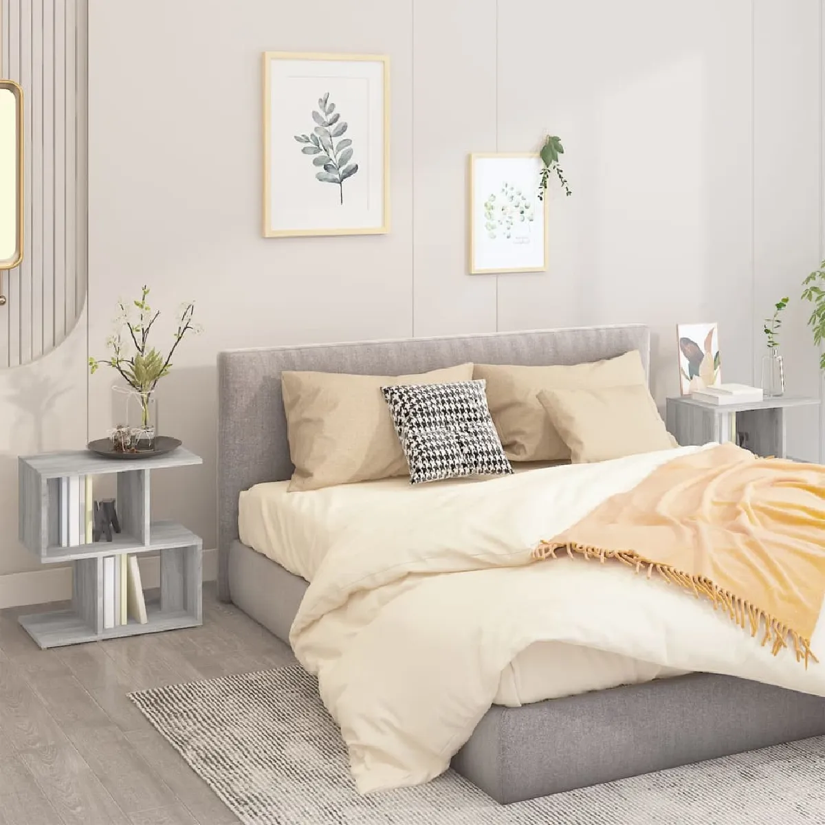 vidaXL - Table de chevet - 50 x 30 x 51,5 cm - Gris - Image 3