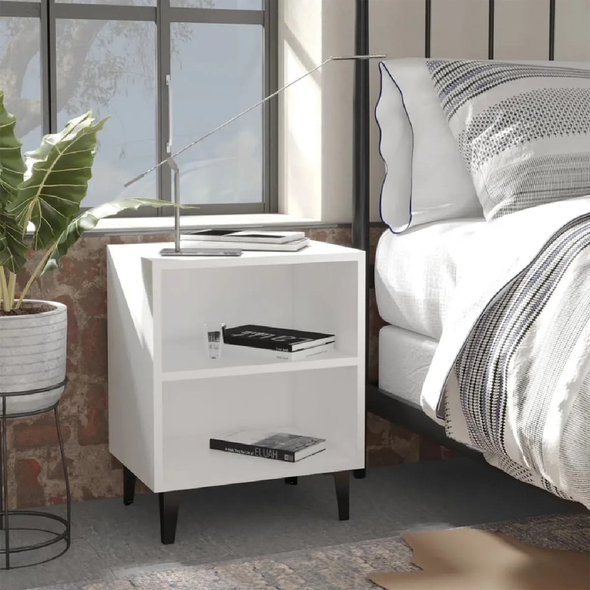 vidaXL Table de chevet - Blanc