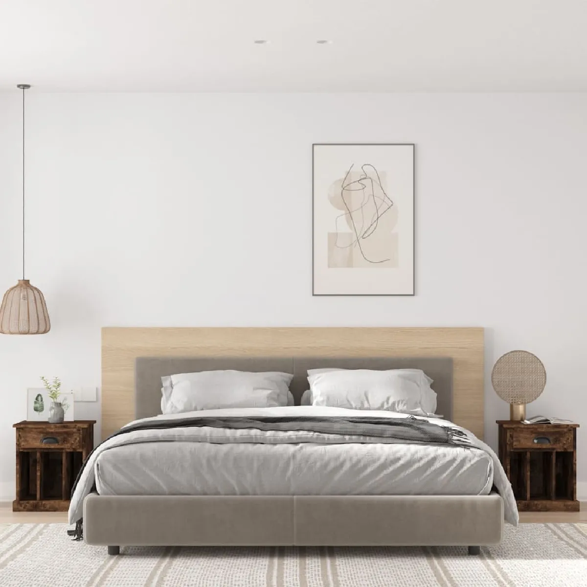 vidaXL Tables de Chevet 2 pcs Chêne Fumé - vue 2