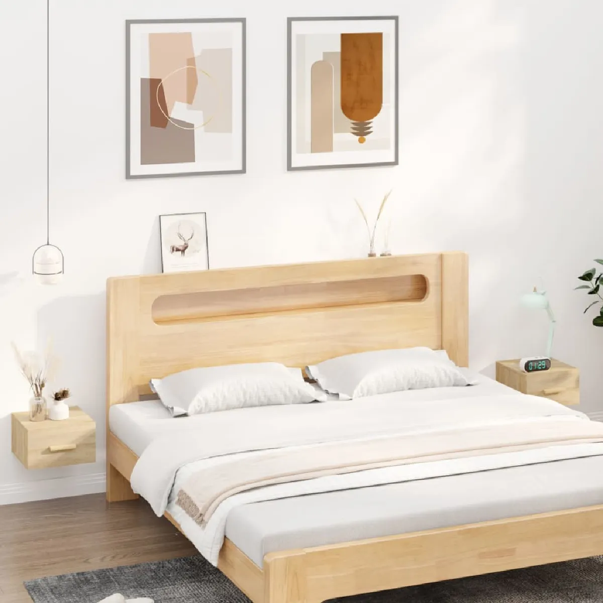vidaXL Tables de chevet murales 2 pcs Chêne sonoma - vue 4