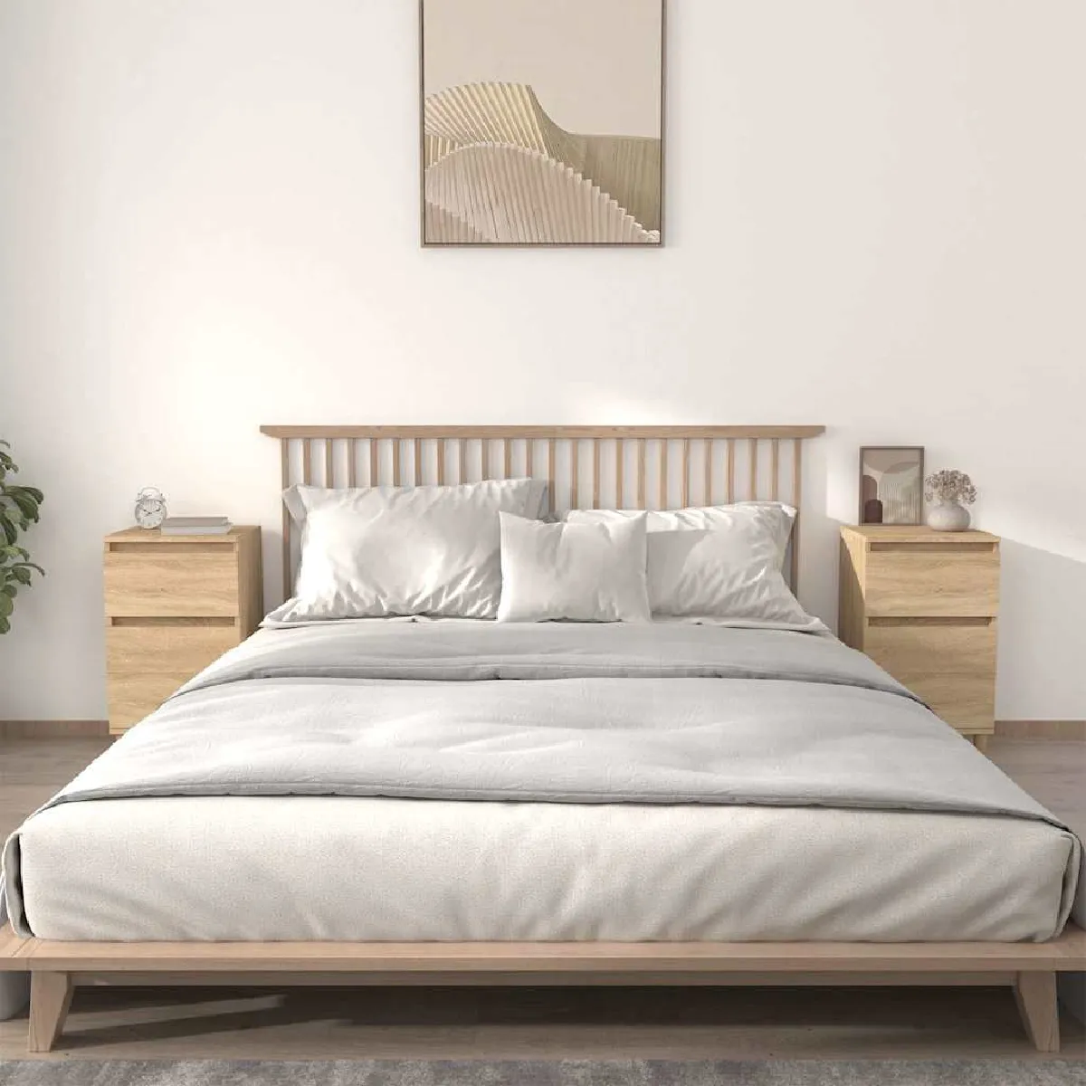 Non Communiqué Chêne Vidaxl Tables De Chevet 2 Pcs, Armoires De Nuit Avec Rangement, Armoires De Lit, Tables De Nuit, Meubles De Chambre À Coucher, Scandinave, Sonoma - Image 2