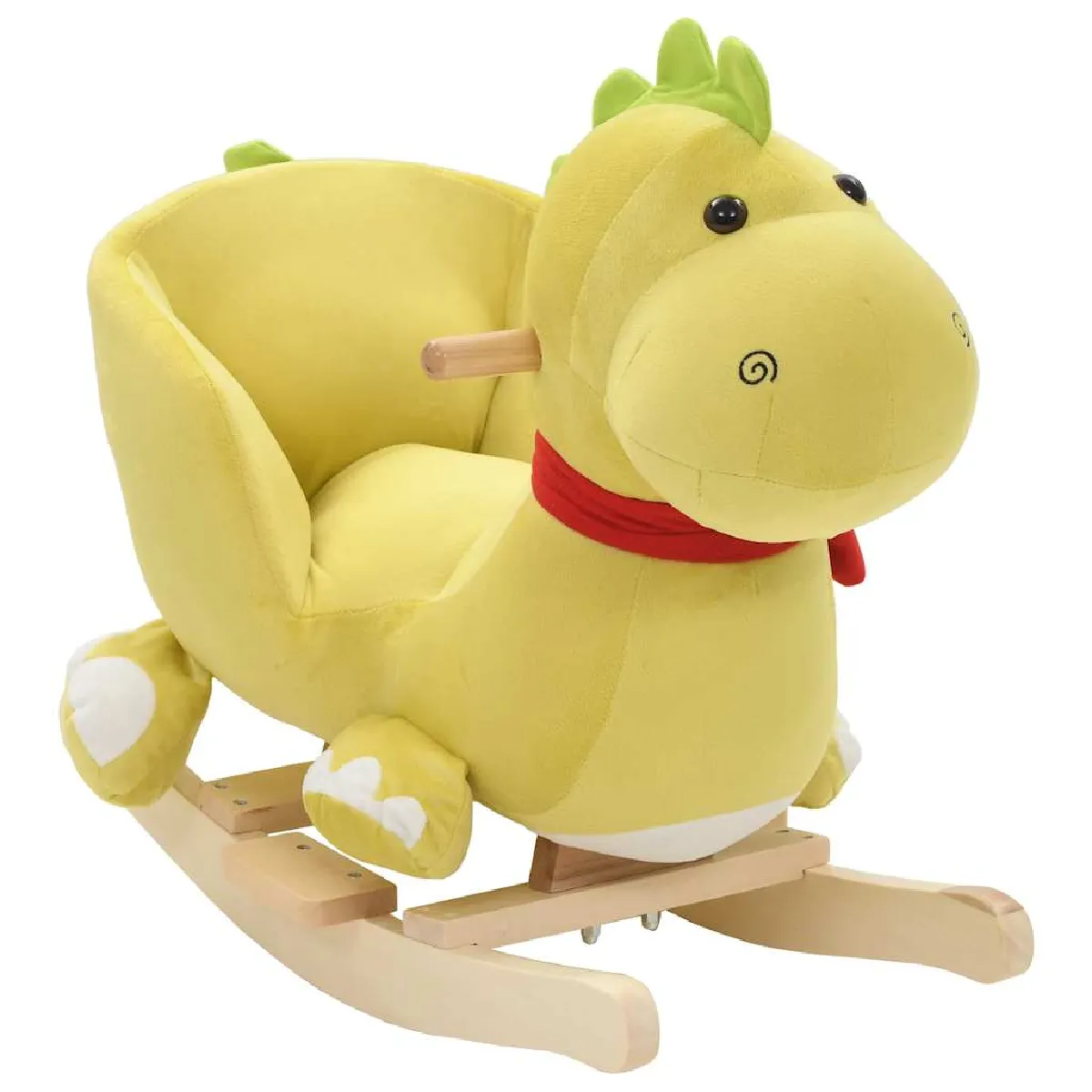 Vidaxl Vert Dragon À Bascule Avec Dossier Peluche Animal Citron Jouet Enfant - Image 3