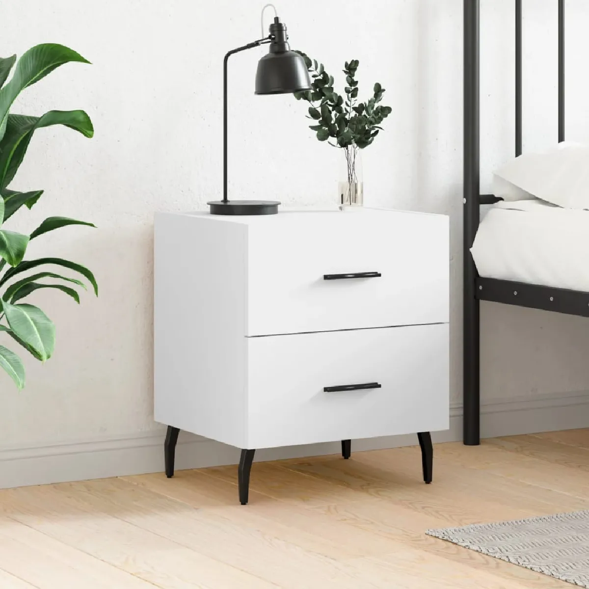vidaXL - Table de chevet - Blanc - 40x35x47,5 cm - Image 2