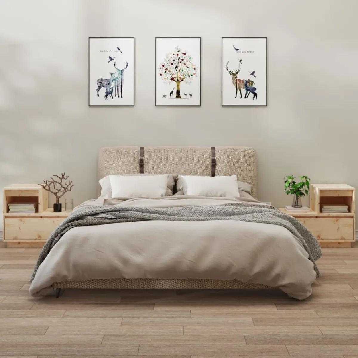 Vidaxl Gris Tables De Chevet - Bois De Pin