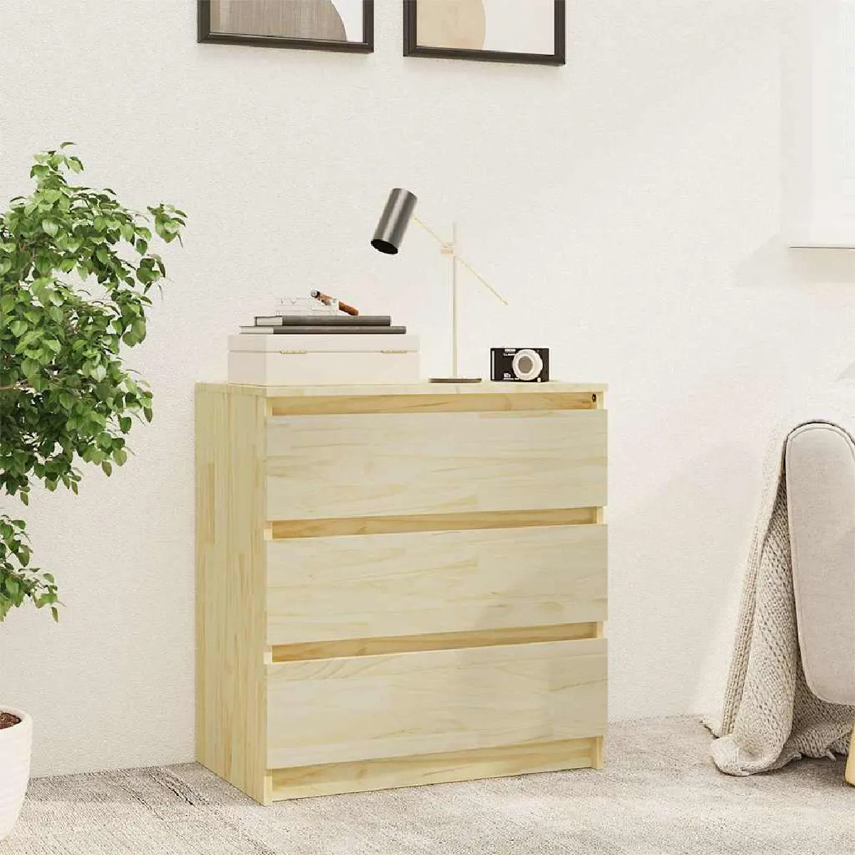 VIDAXL - Table de chevet - Bois de pin massif - 60x36x64 cm - Image 2
