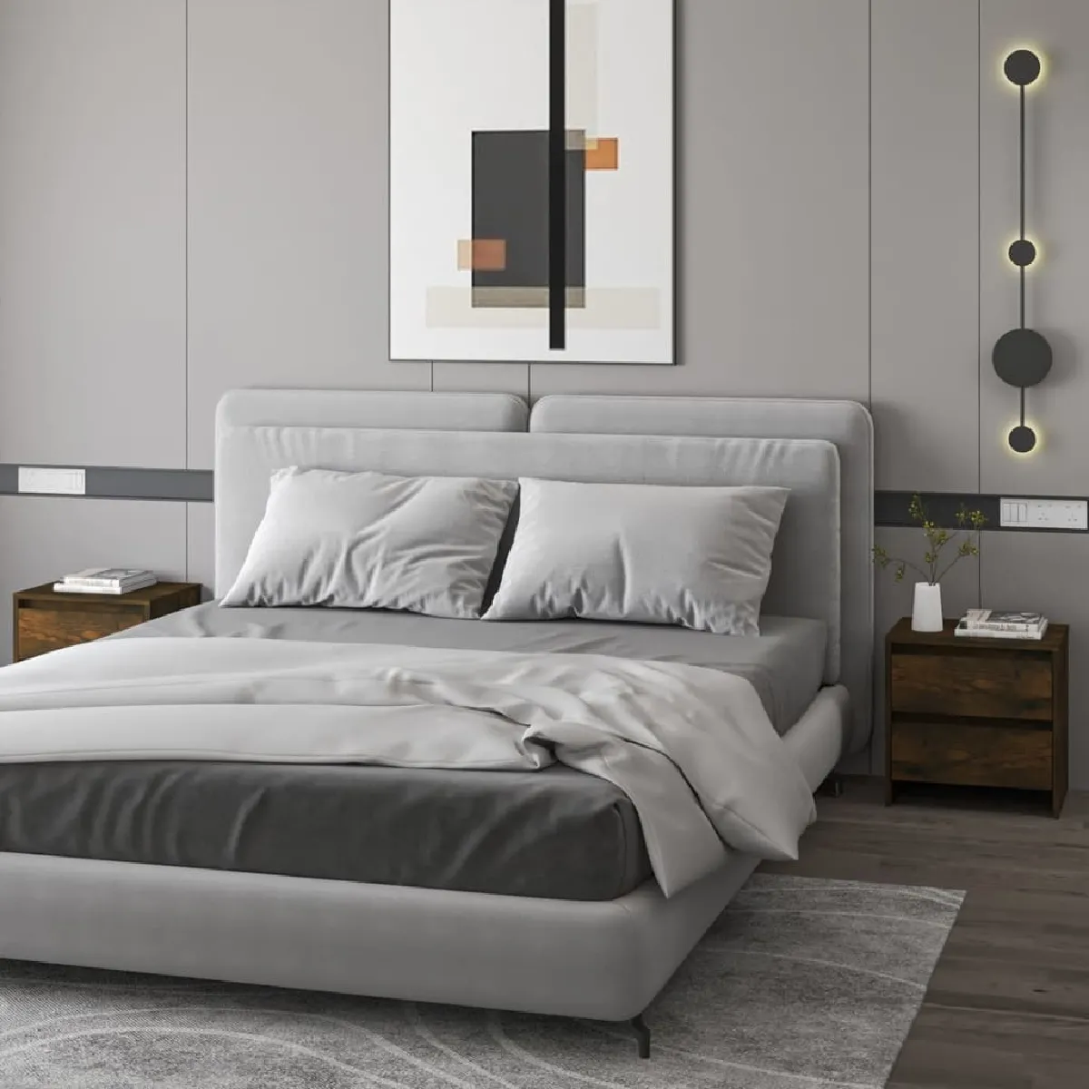 vidaXL Tables de Chevet 2pcs Chêne Fumé - vue 3