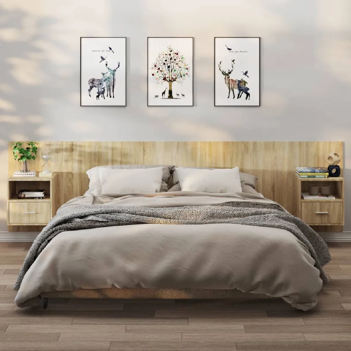 VIDAXL Tables de Chevet Murales Chêne Sonoma - vue 2