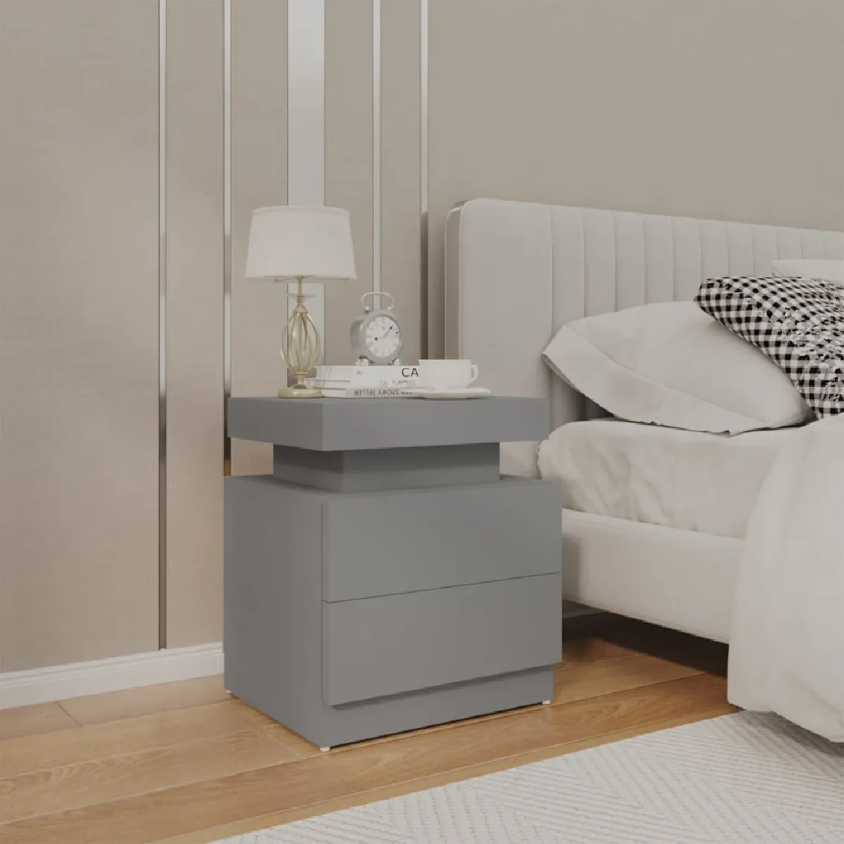 Vidaxl Table de chevet Gris 45x35x52 cm Bois d'ingénierie