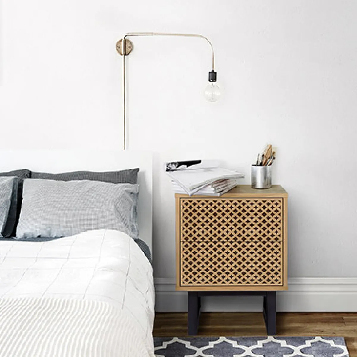 Mes Chevet scandinave 2 tiroirs - Naturel