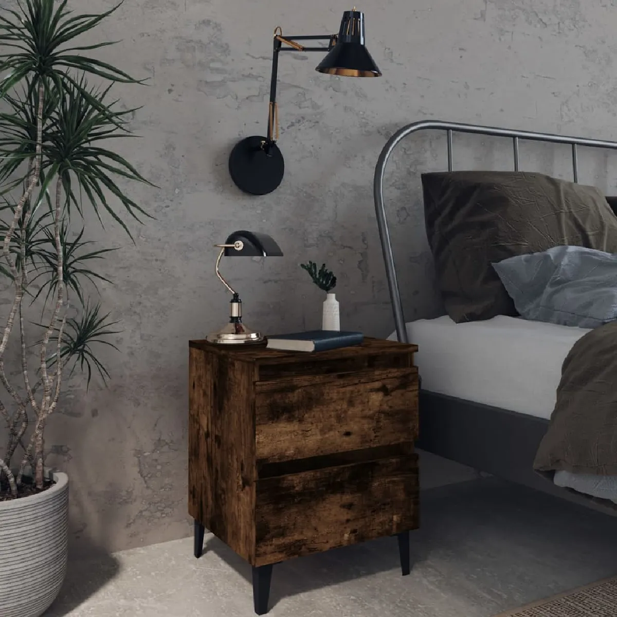 vidaXL Table de Chêne Fumé - vue 2