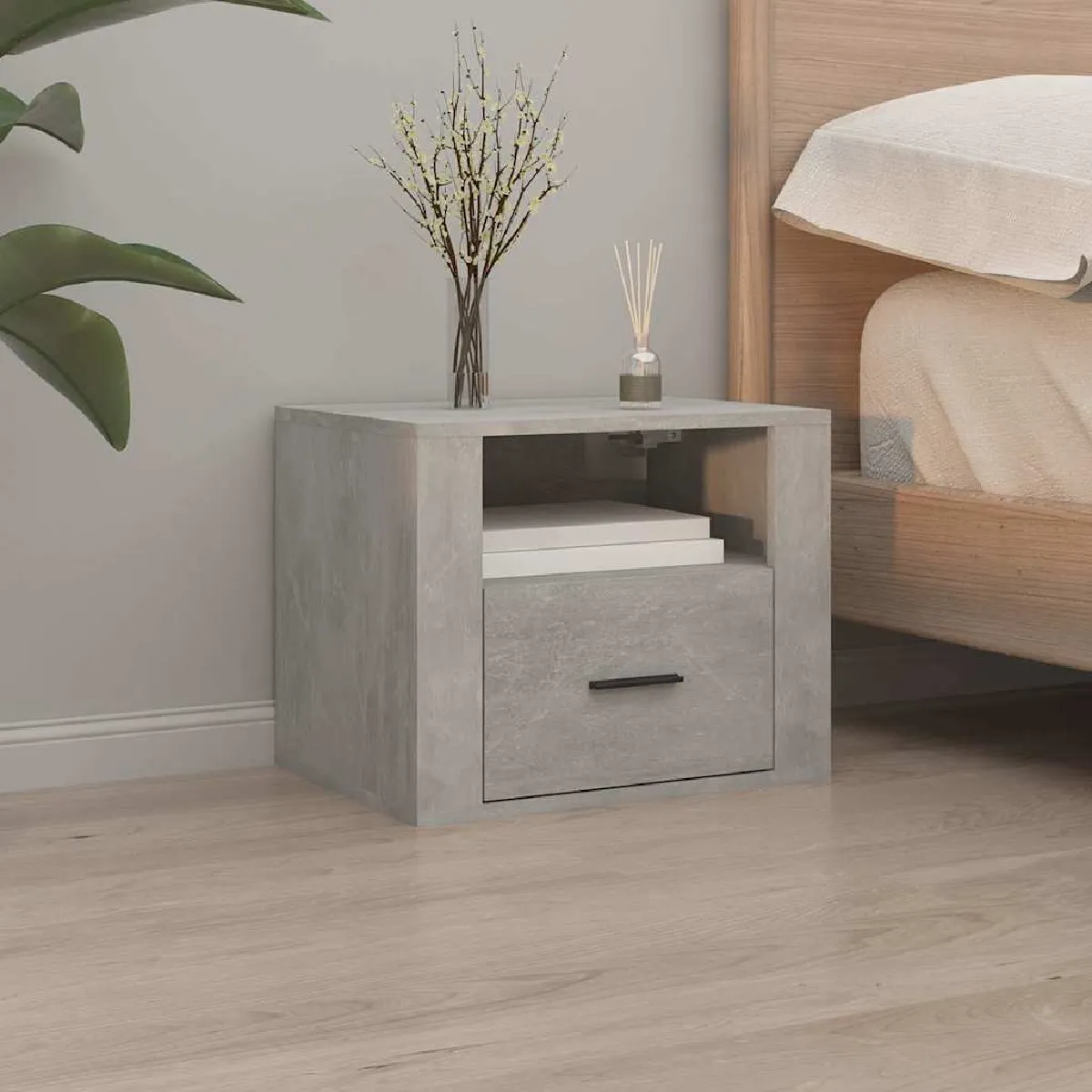 VIDAXL - Table de chevet murale - 50x36x40 cm - Gris - Image 2