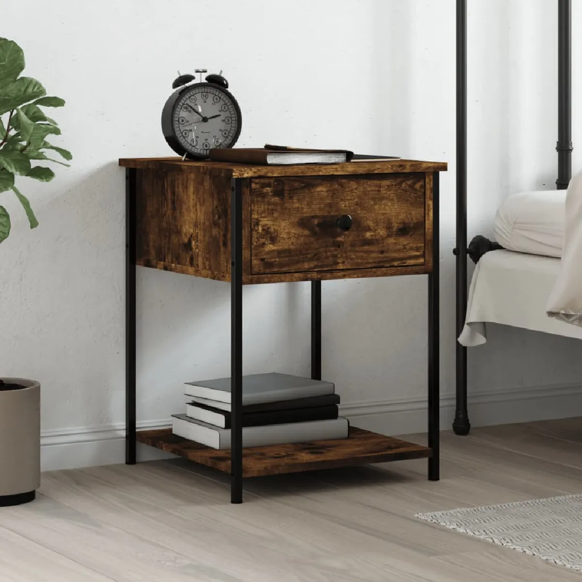 Vidaxl Table De Chevet - Chêne Fumé