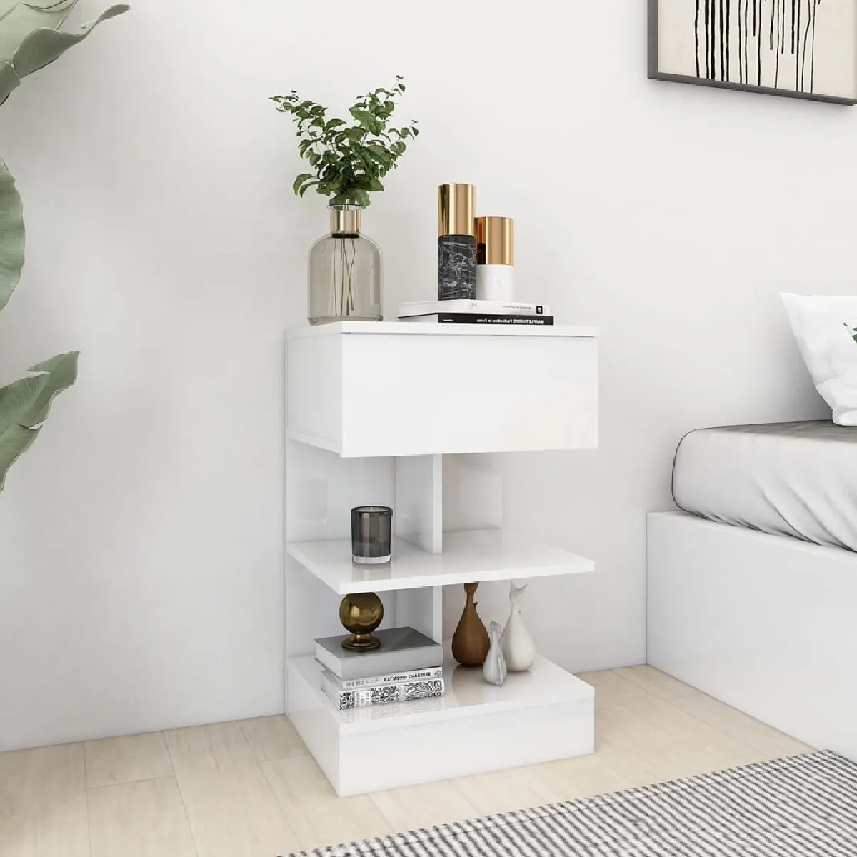 VIDAXL - Table de chevet - 40x35x65 cm - Blanc - Image 3