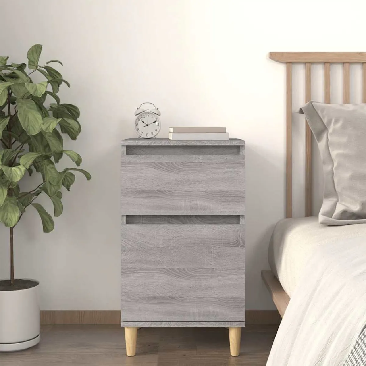 Vidaxl Gris Table De Chevet Sonoma 40X35x70 Cm - Image 3