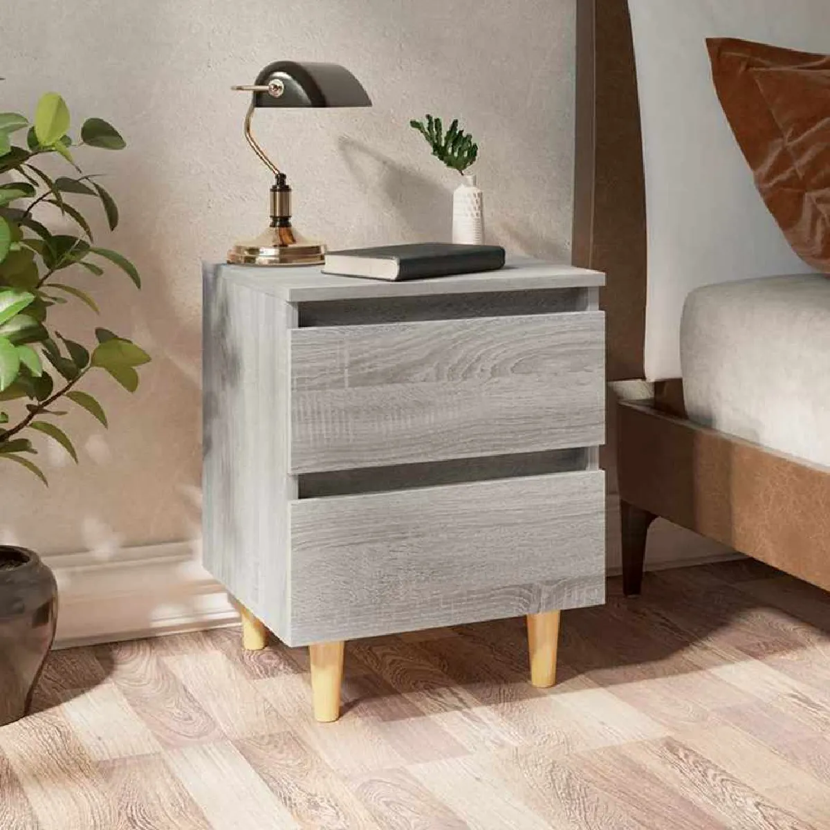 VIDAXL - Table de Chevet - Sonoma Gris - 40x35x50 cm - Image 2