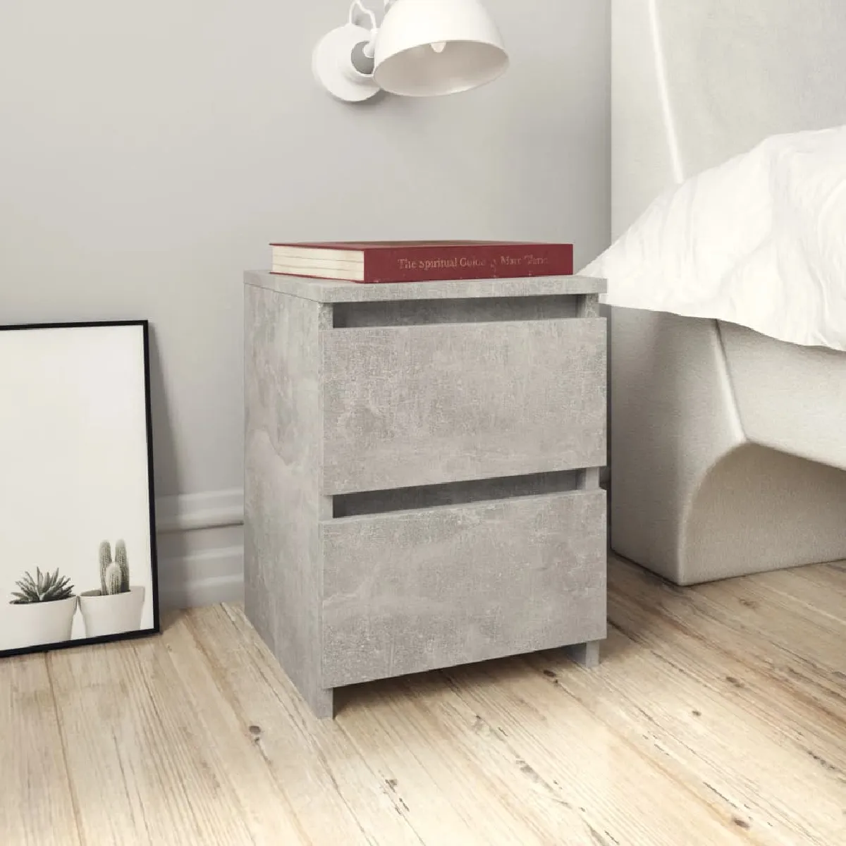 vidaXL Tables de Chevet 2 pcs Gris B&eacute;ton
