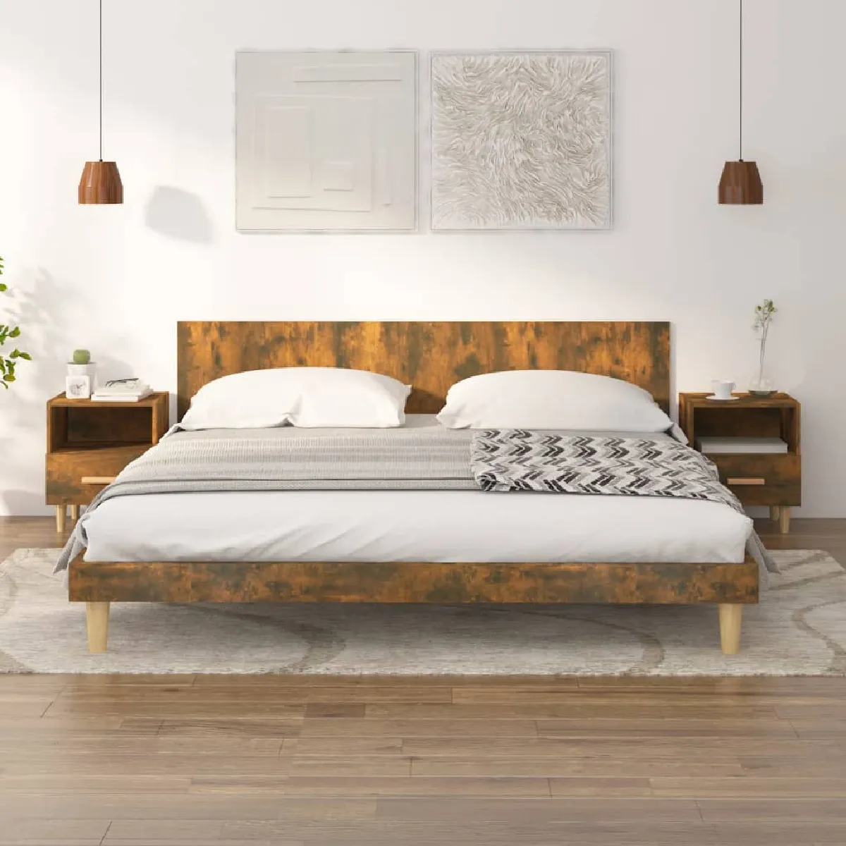 vidaXL Tables de Chevet 2 pcs - Chêne Fumé