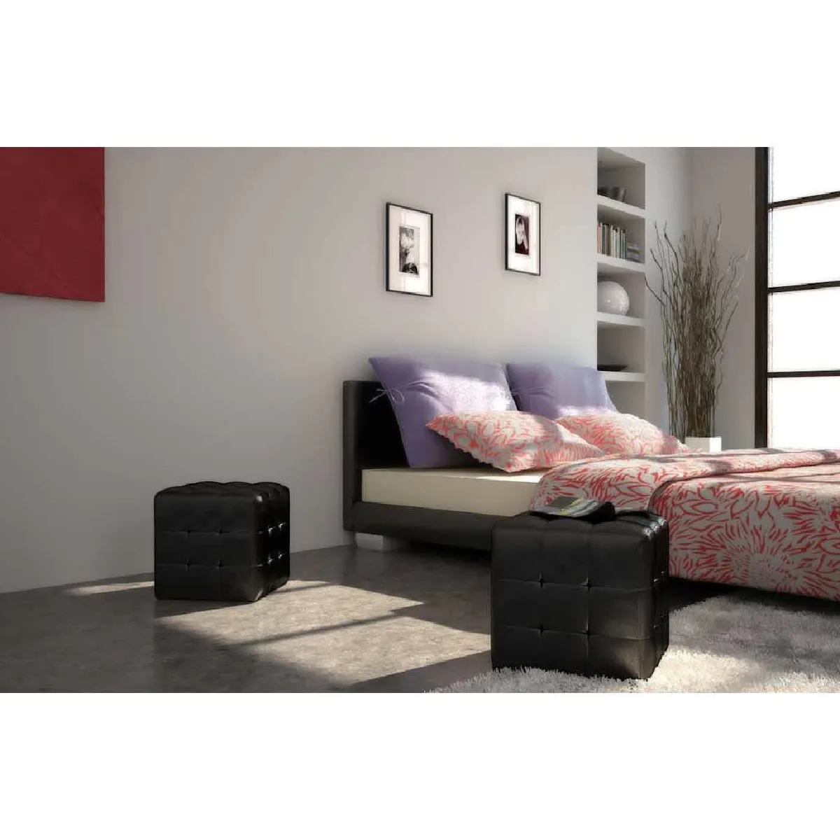Vidaxl Noir Tabourets Cube - Image 3