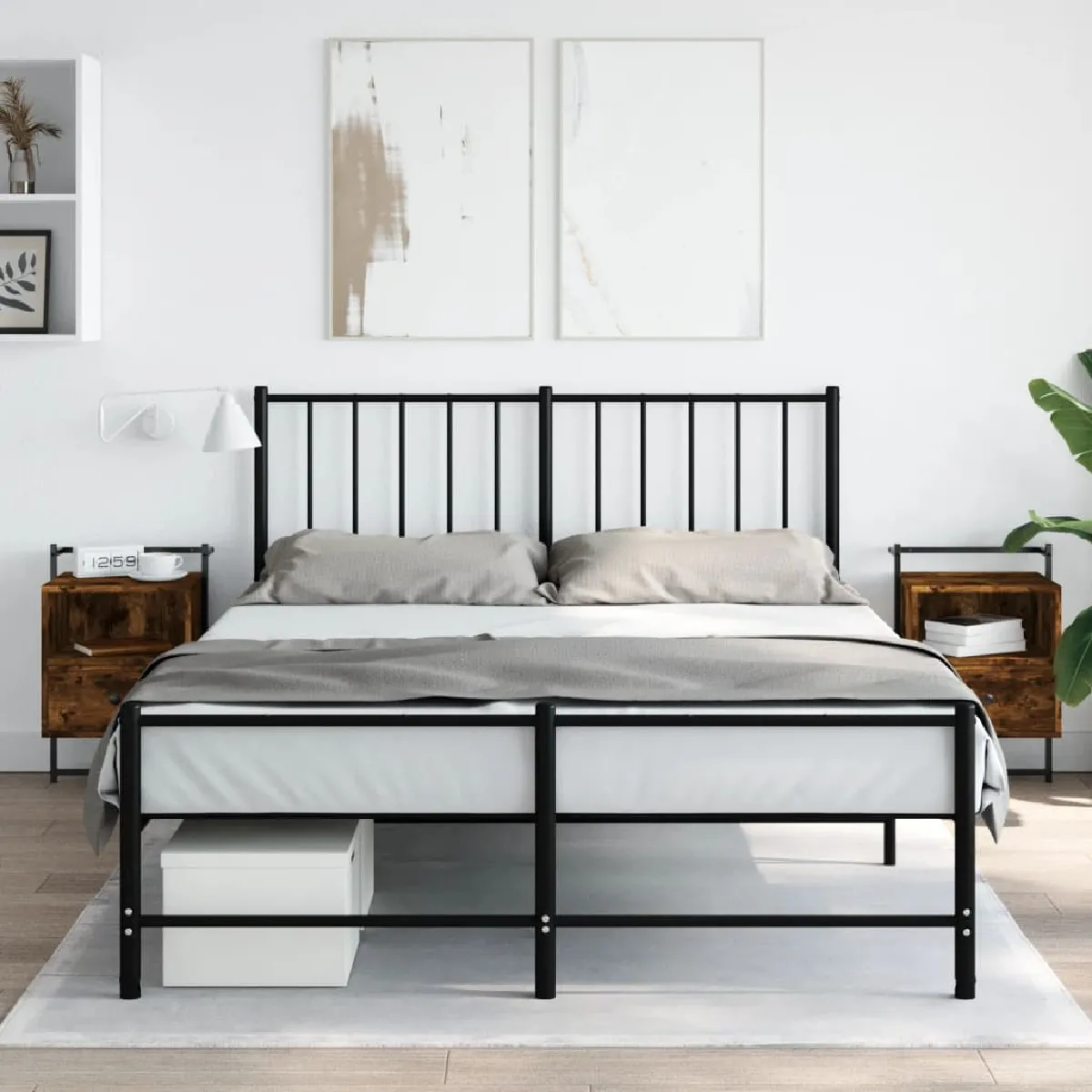 Non Communiqué Noir Vidaxl Table De Chevet Murale 2 Pcs Chêne Fumé 40X30x61 Cm 833438 - Image 3