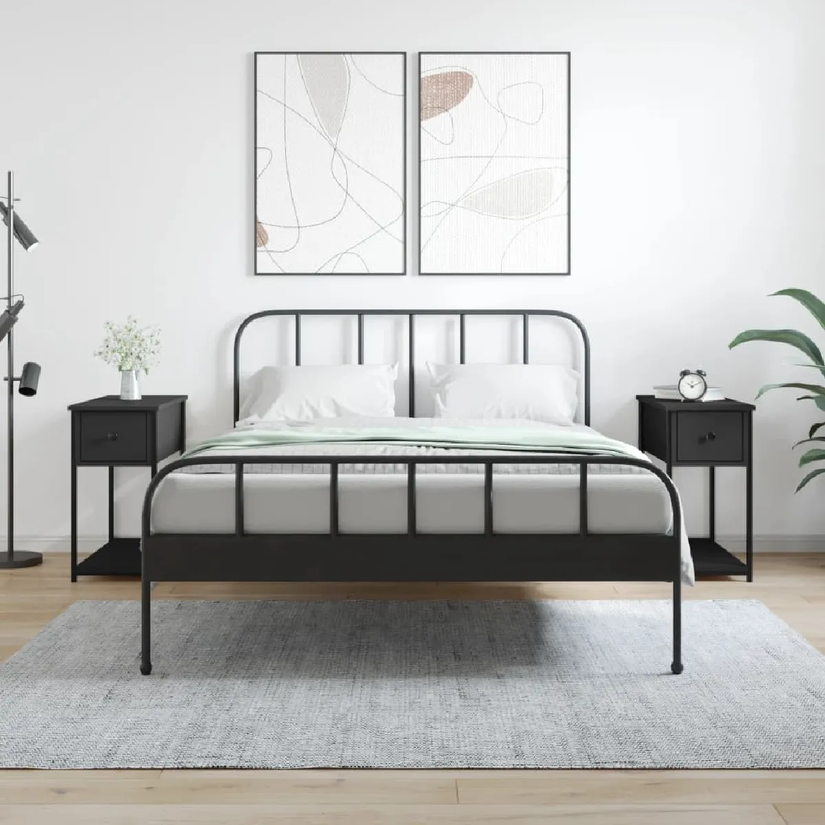 Vidaxl Noir Lot De 2 Tables De Chevet