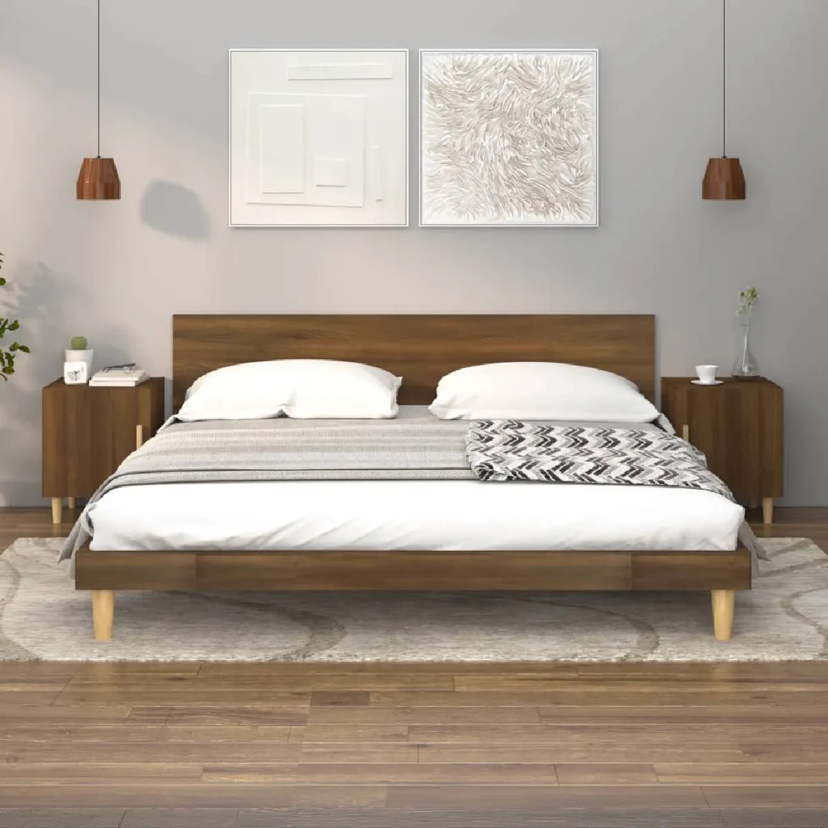 vidaXL Tables de Chevet Chêne - vue 2