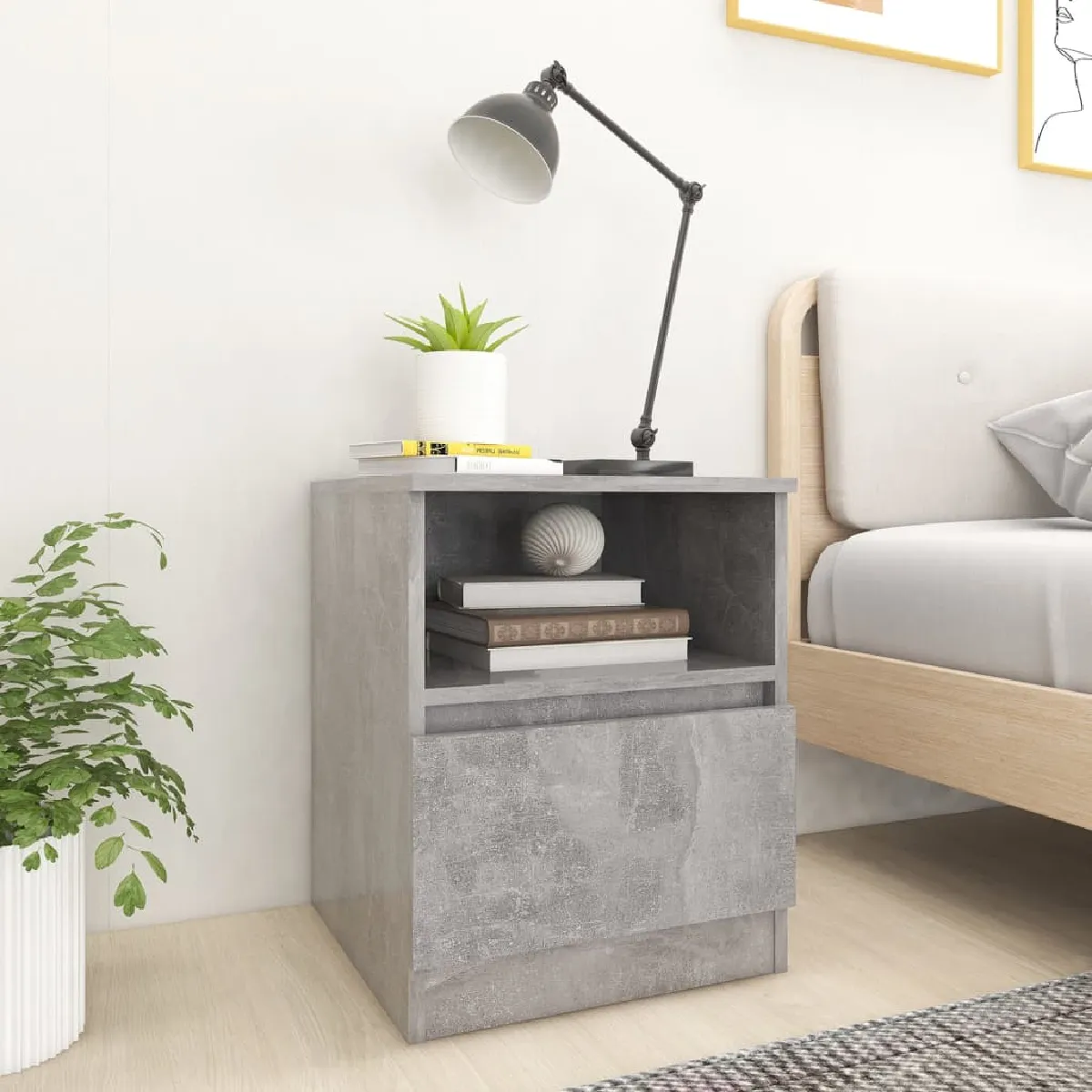 Vidaxl Gris Lot De 2 Tables De Chevet - Béton