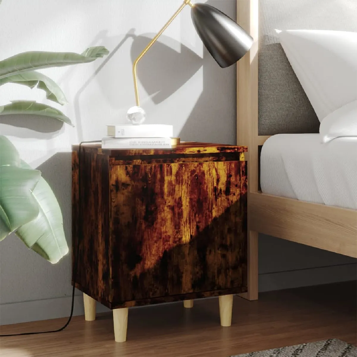 vidaXL Table de Chêne Fumé