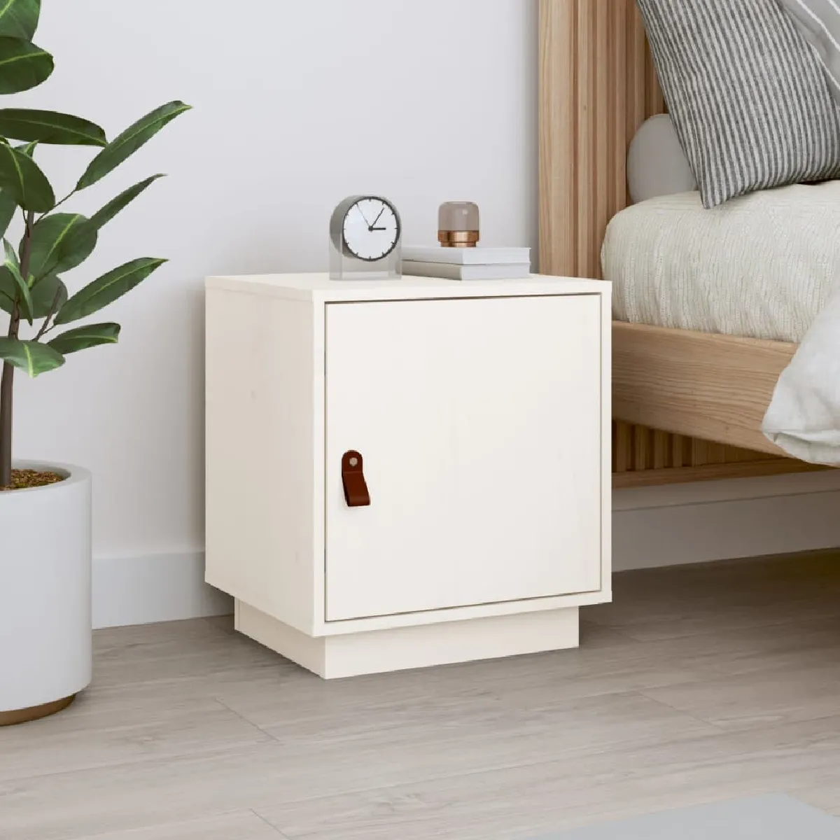 VIDAXL - Table de chevet - Pin massif - Blanc - 40x34x45 cm - Image 2