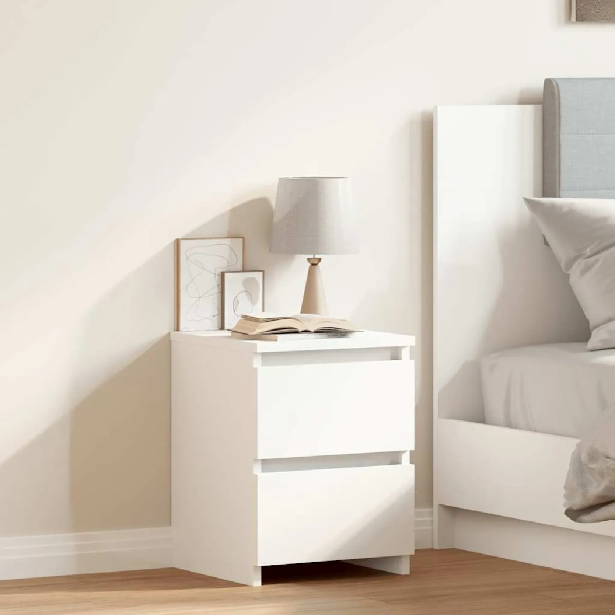 vidaXL - Table de chevet - Design Moderne - Blanc - 30 x 30 x 40 cm - Image 2