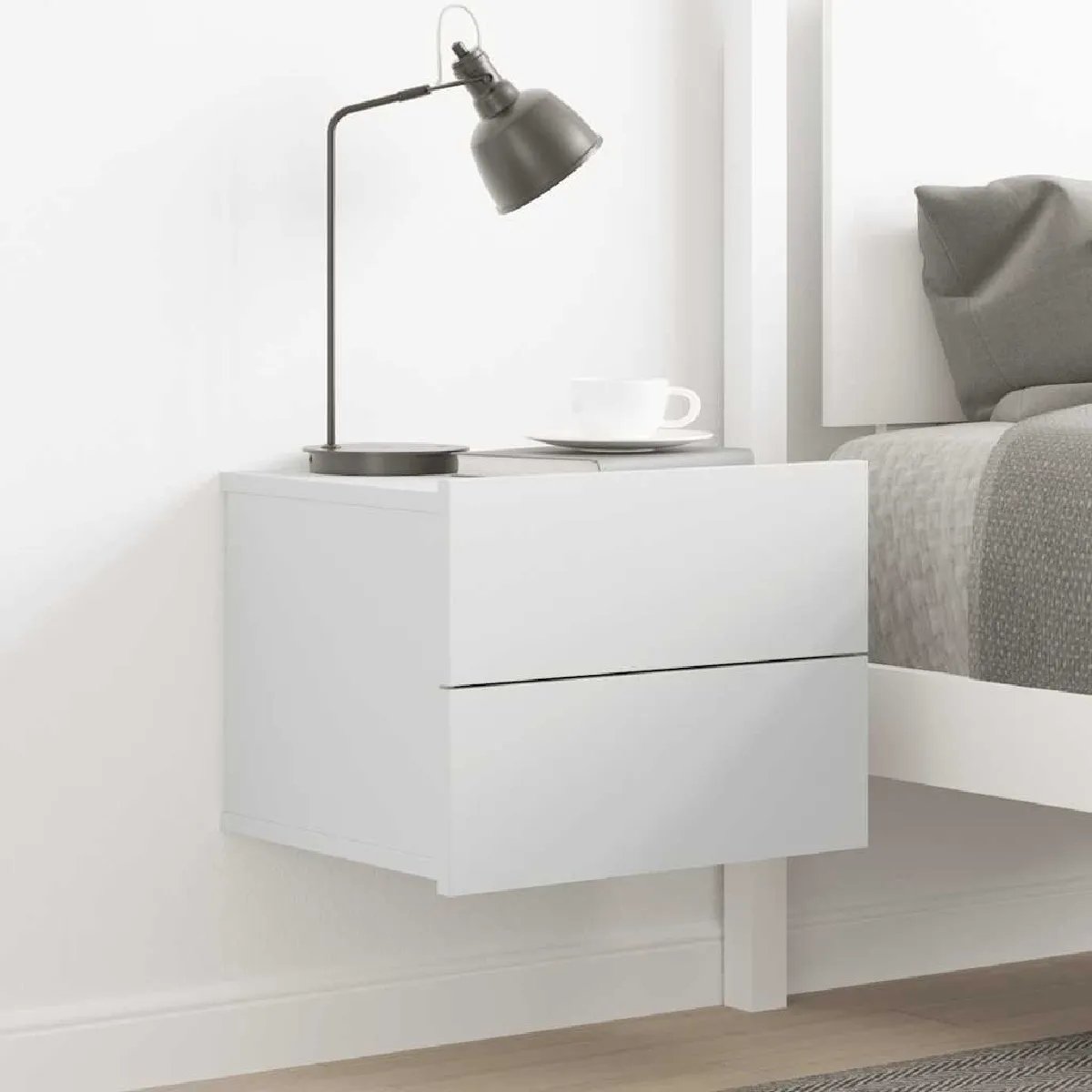 VidaXL Table de Chevet Blanc
