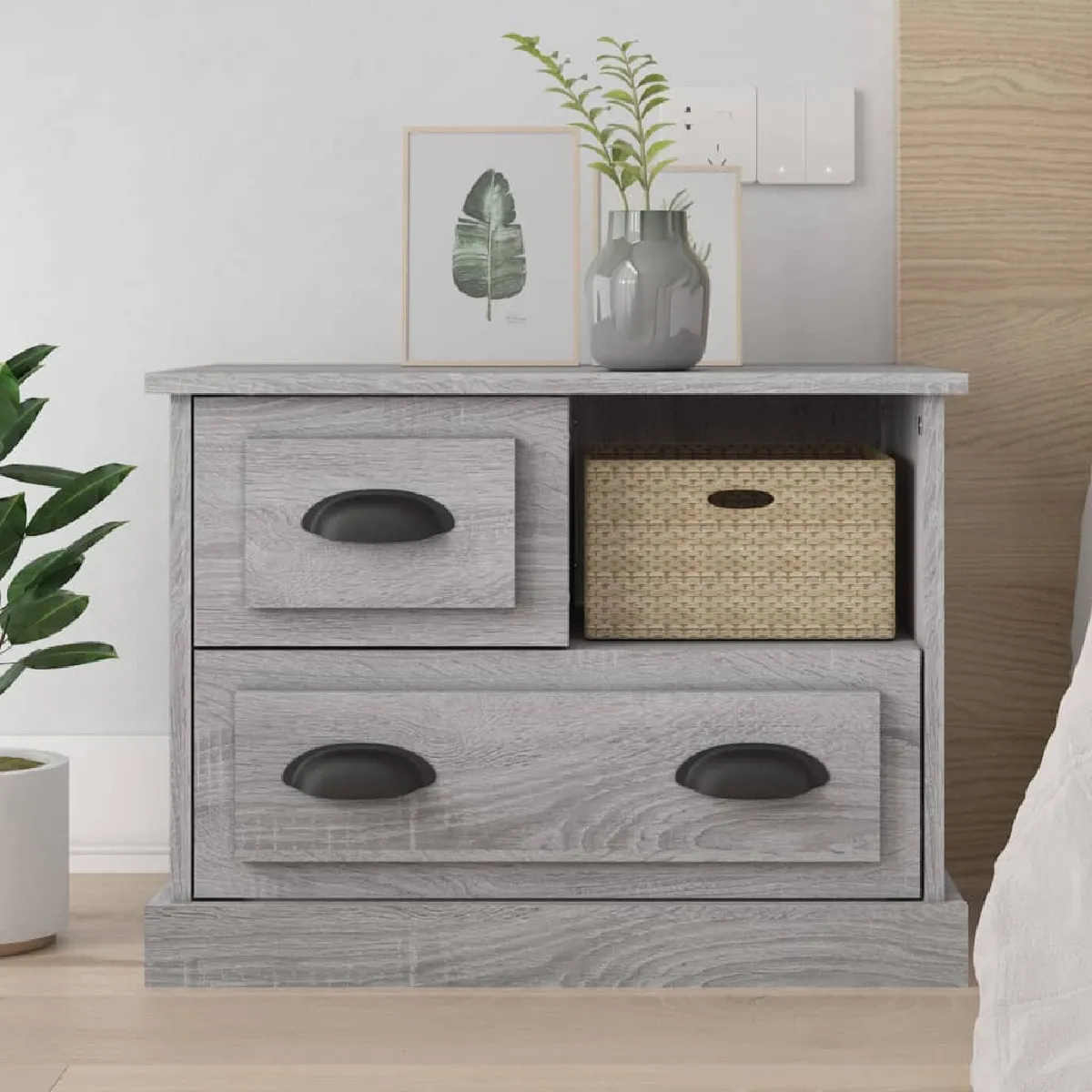 VIDAXL - Table de chevet - Sonoma - Gris - 60x39x45 cm - Image 2