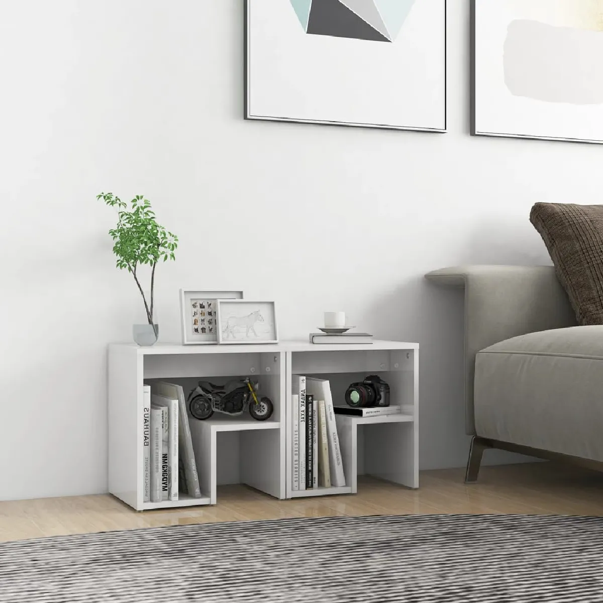 VIDAXL - Table de chevet - 40x30x40cm - Blanc - Image 2