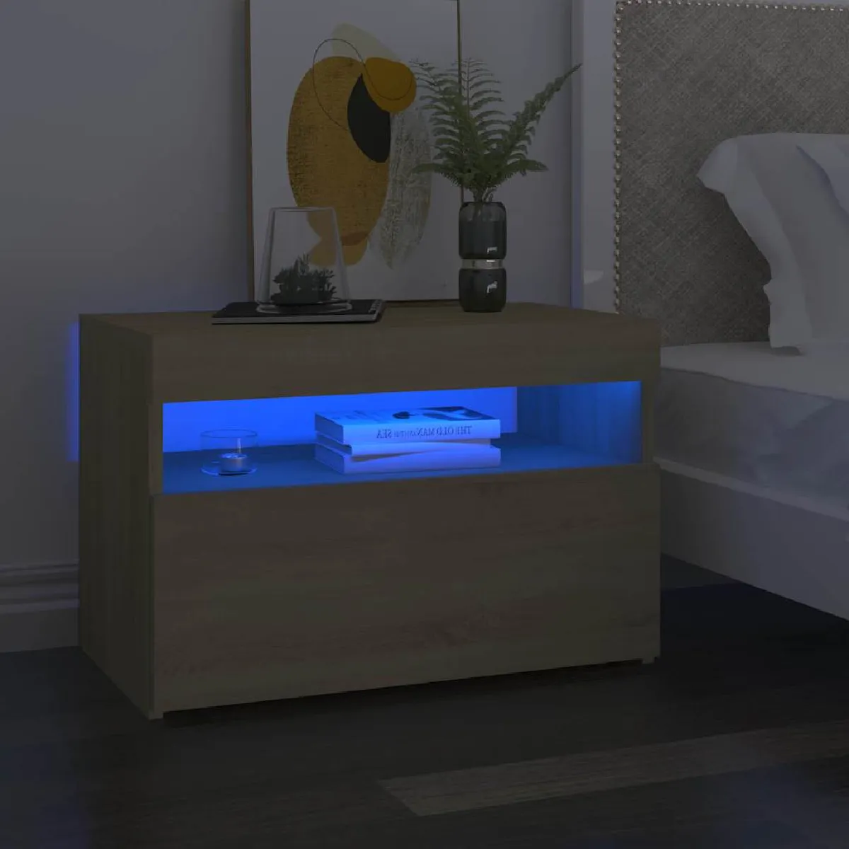 Non Communiqué Brun Tables De Chevet À Led 2 Pcs Chêne Sonoma 60X35x40 Cm - Image 3