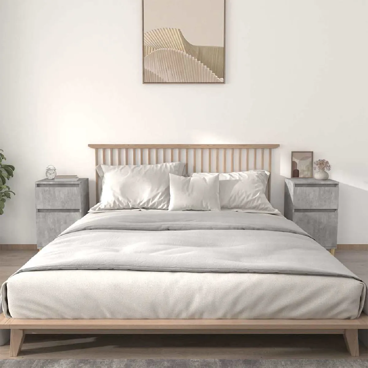 Vidaxl Gris Tables De Chevet 2 Pcs - Béton