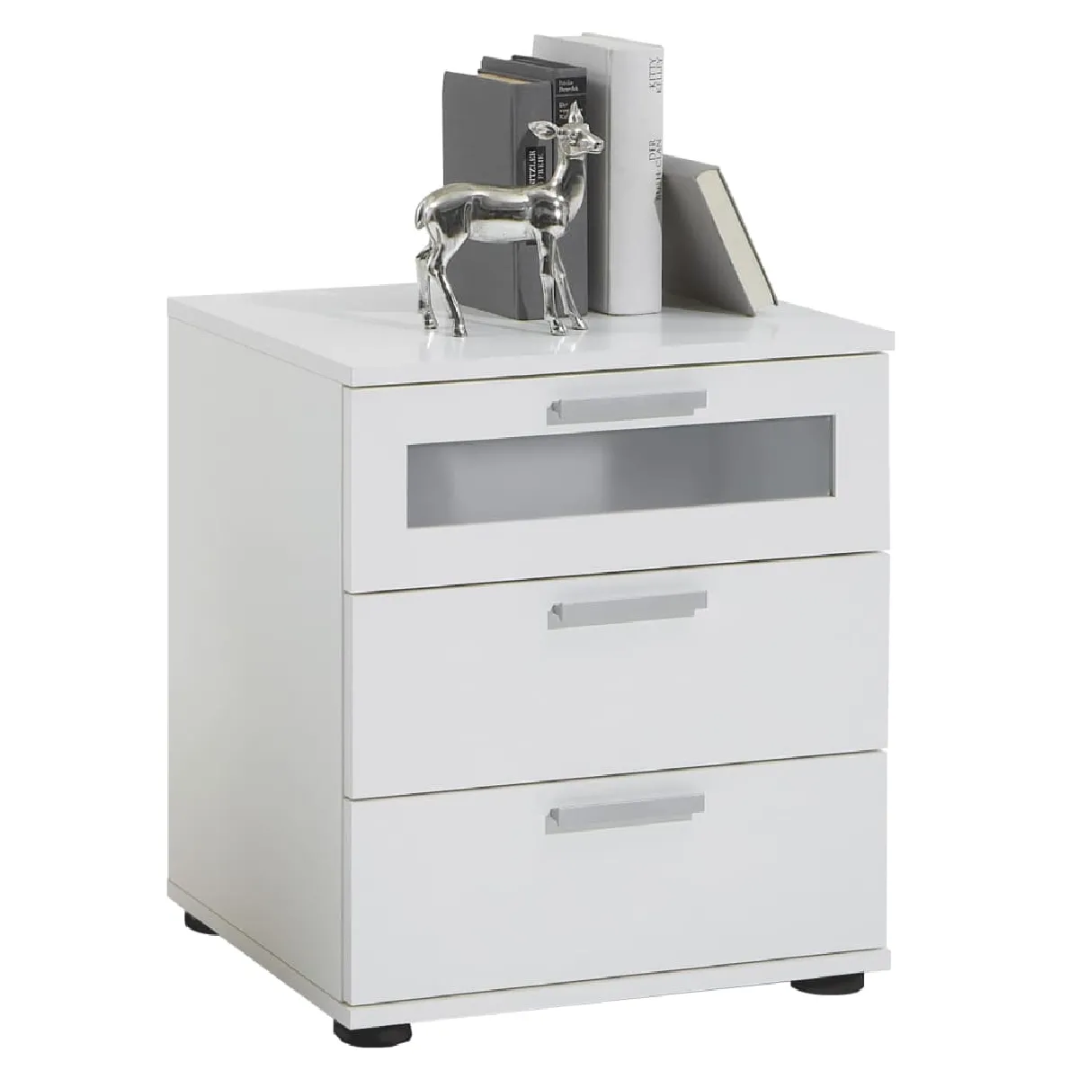 FMD Table de chevet FMD 3 tiroirs blanc