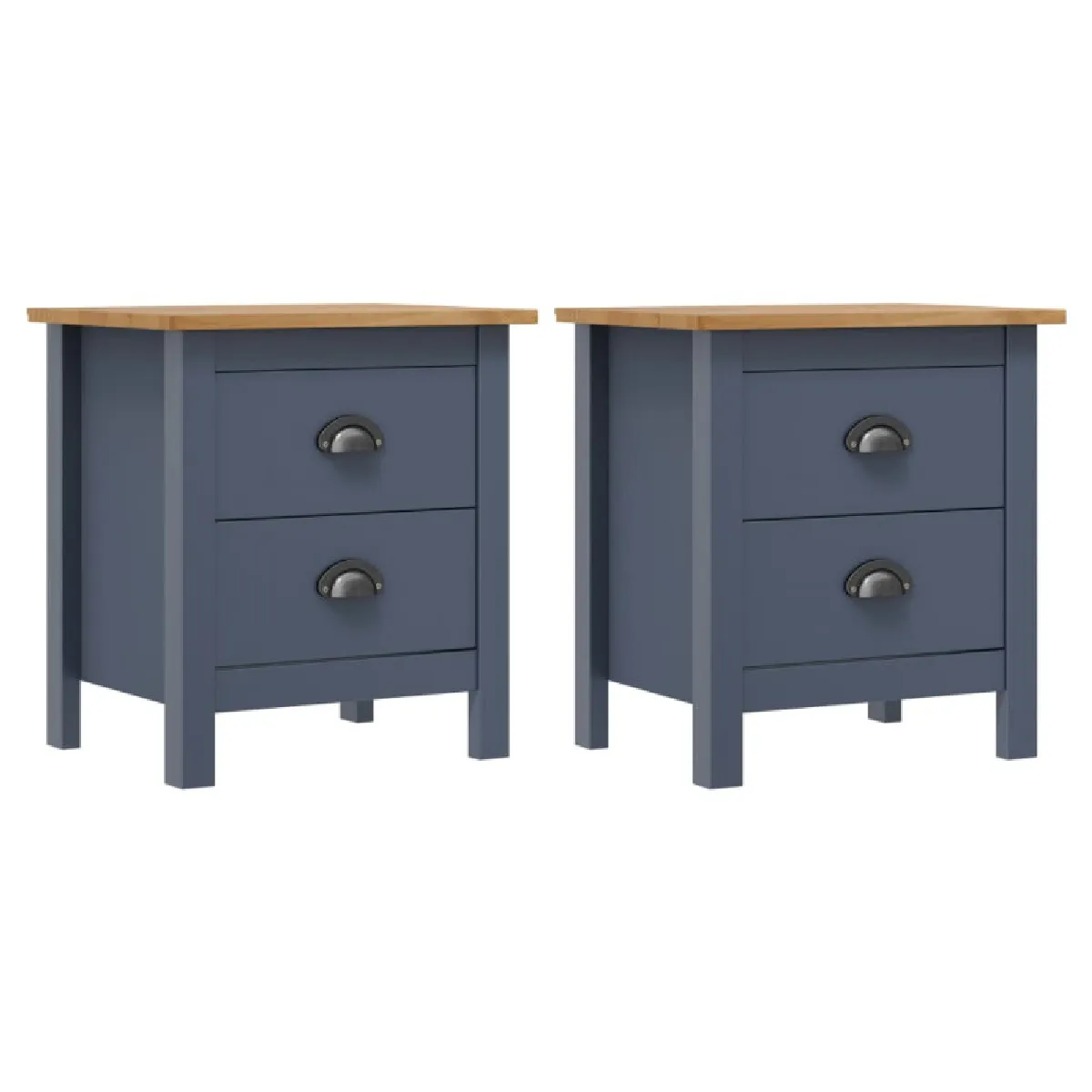 Non Communiqué Gris Et Marron Miel Tables De Chevet Hill 2 Pcs Gris 46X35x49,5 Cm Bois De Pin - Image 2