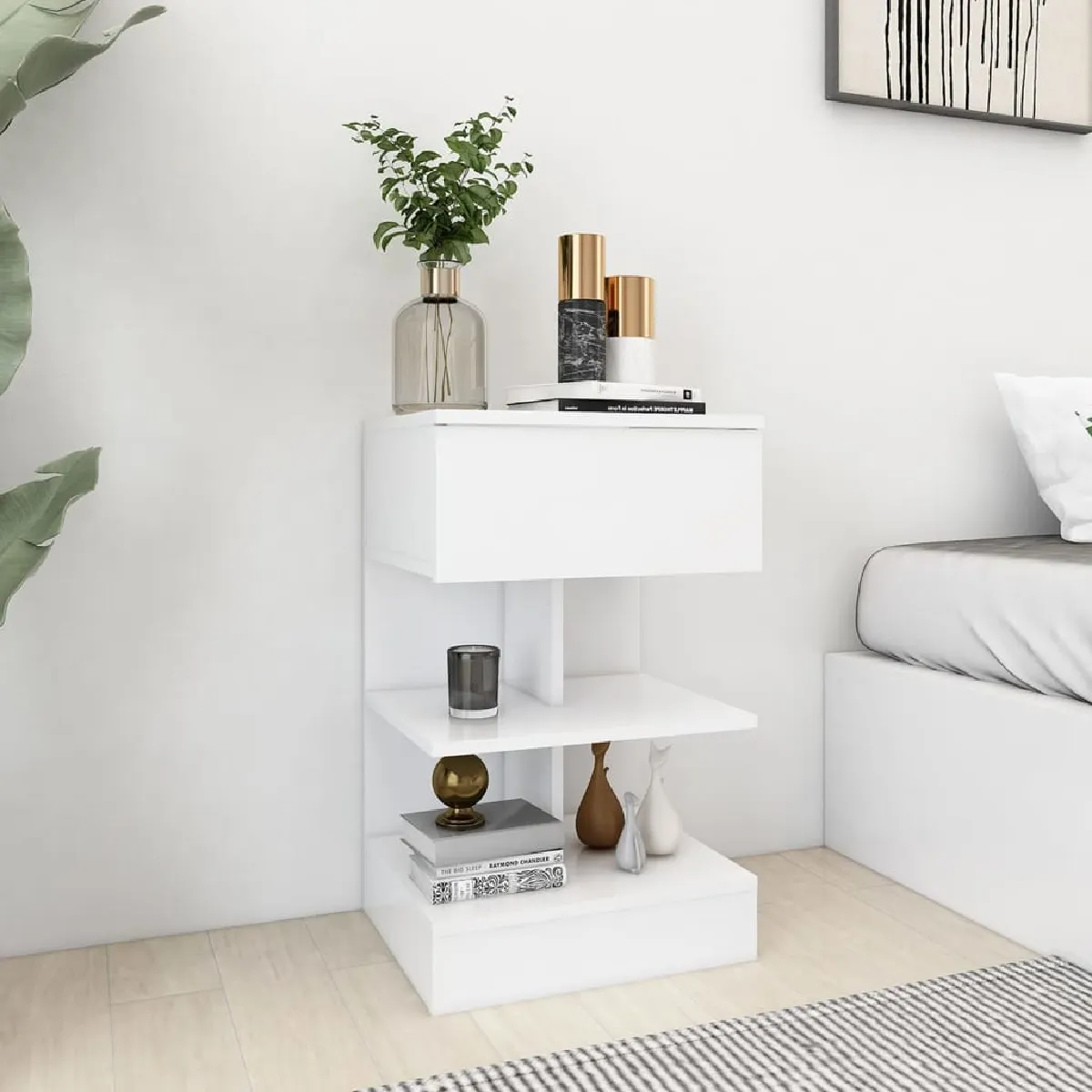 VIDAXL - Table de chevet - Blanc - 40x35x65 cm - Lot de 2 - Image 3