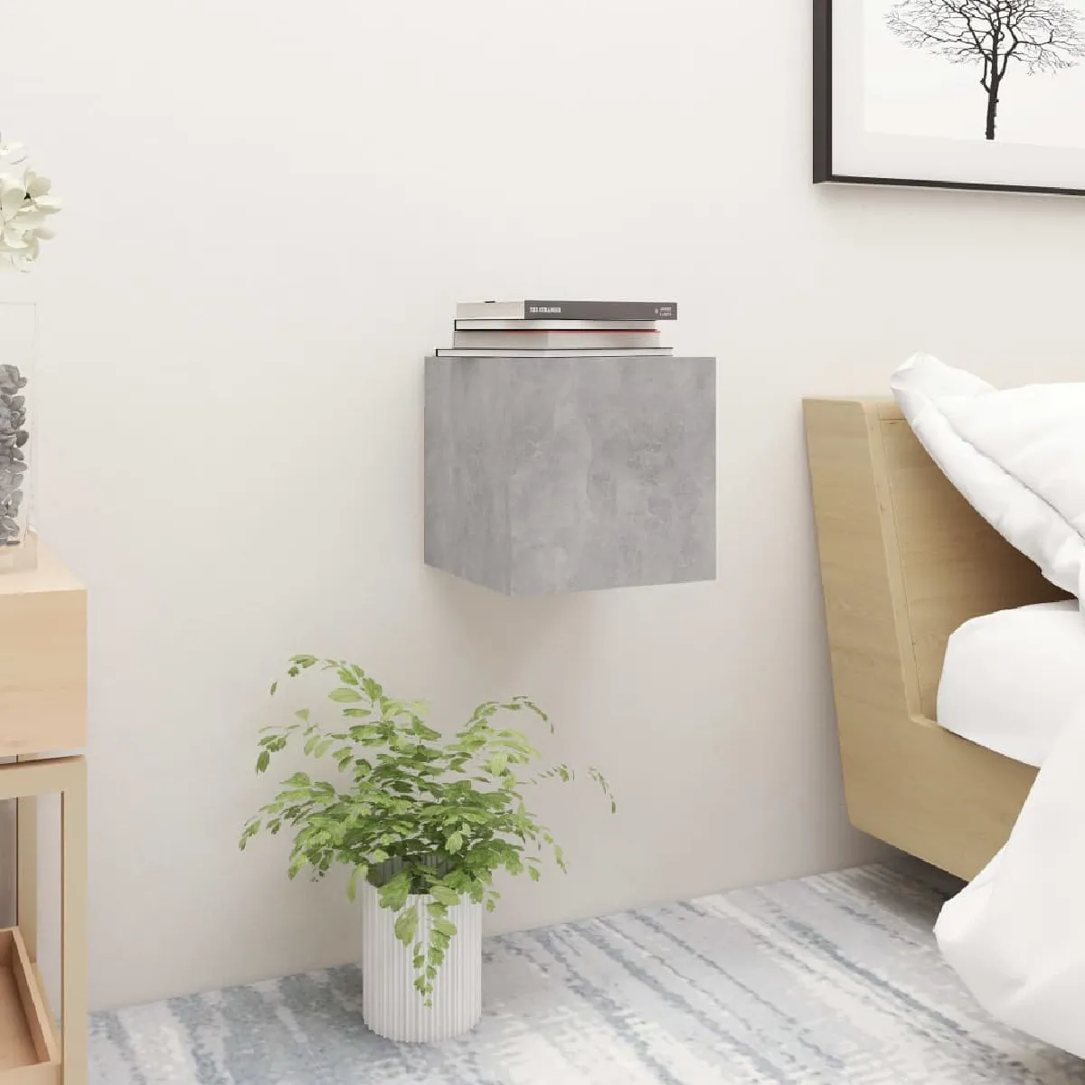 Vidaxl Gris Table De Chevet - Béton